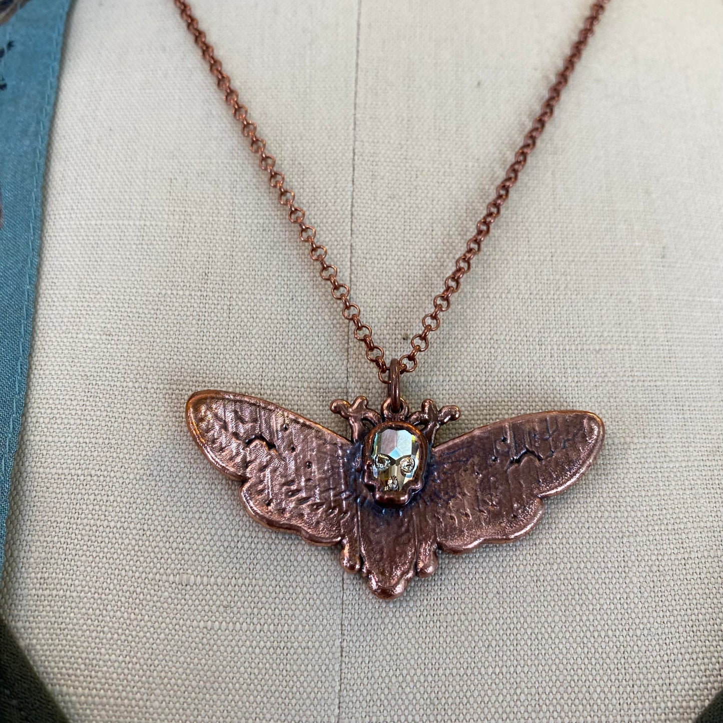 Death's Head Hawkmoth Necklace - Golden Shadow Skull - La De Da