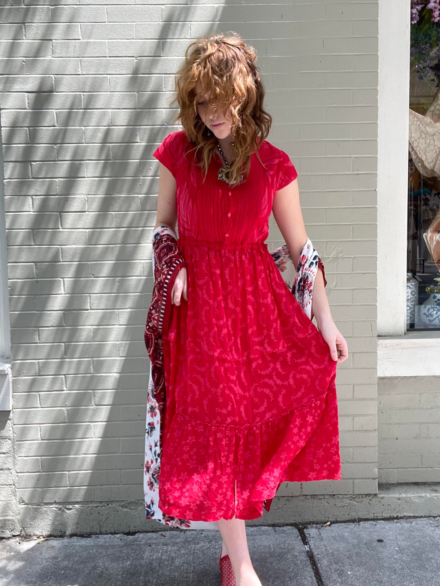 Vitaly Tiered Embroidered Midi Dress - La De Da