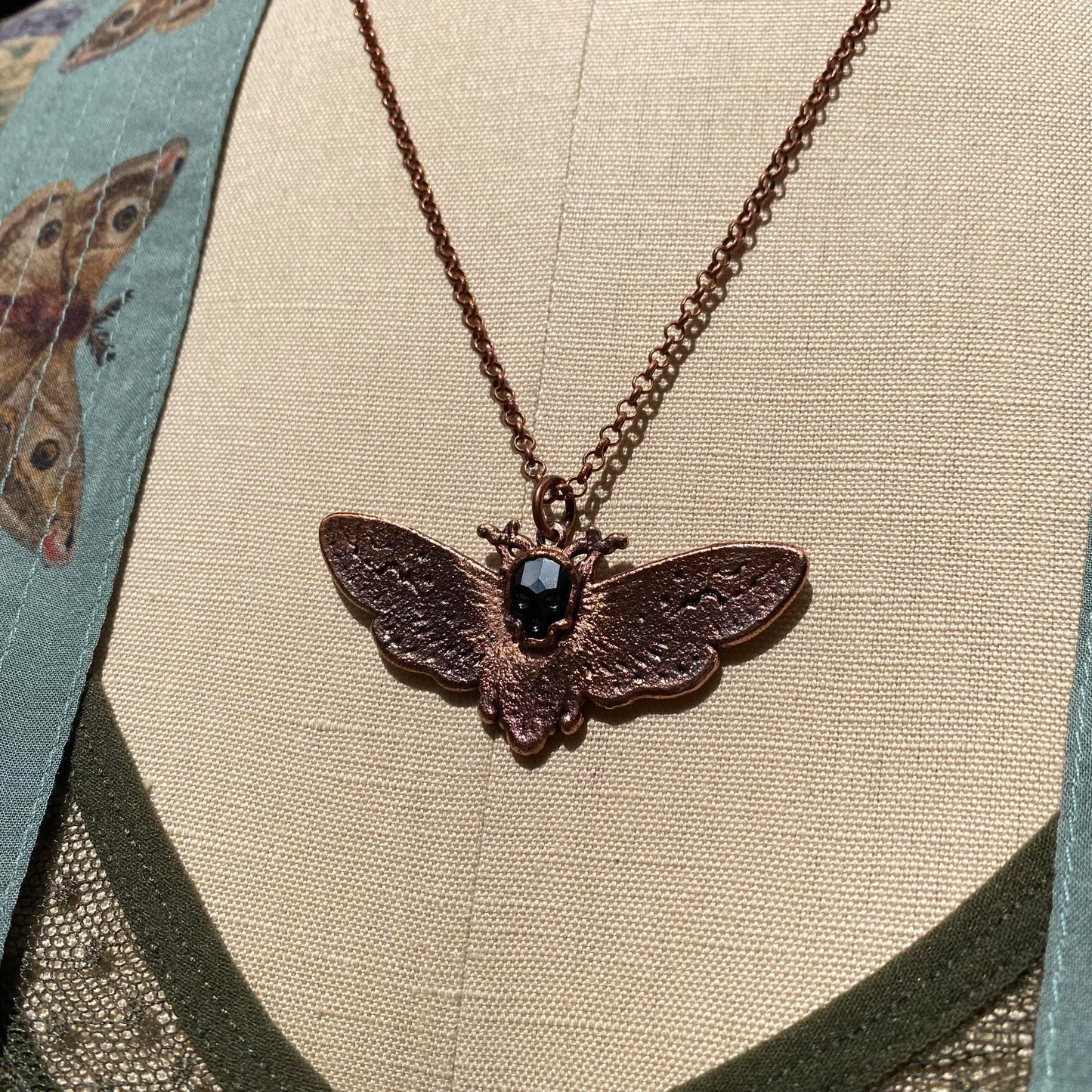 Death's Head Hawkmoth Necklace - Hematite Skull - La De Da