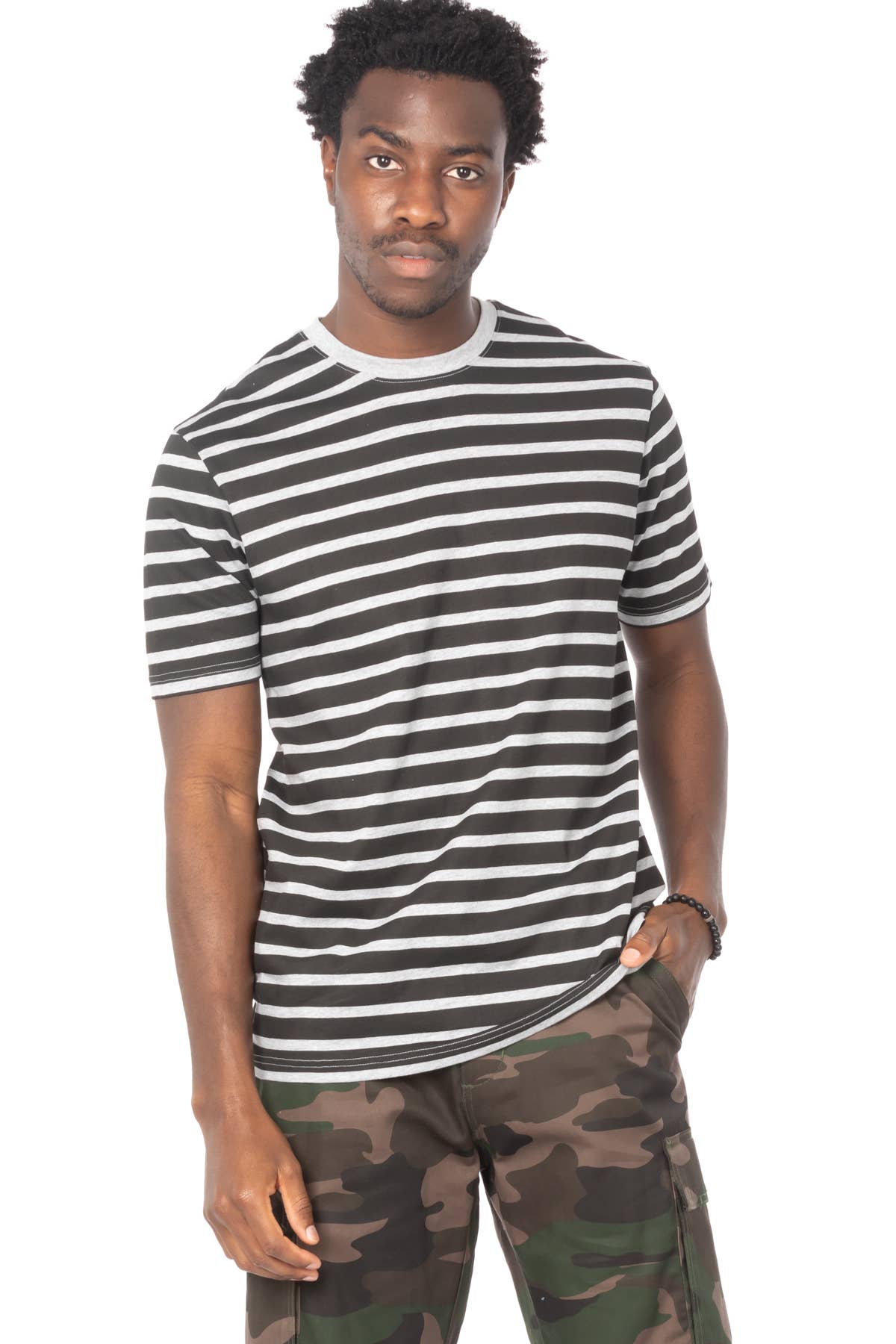 Hawks Bay Men's Stripe T-Shirt - BLACK