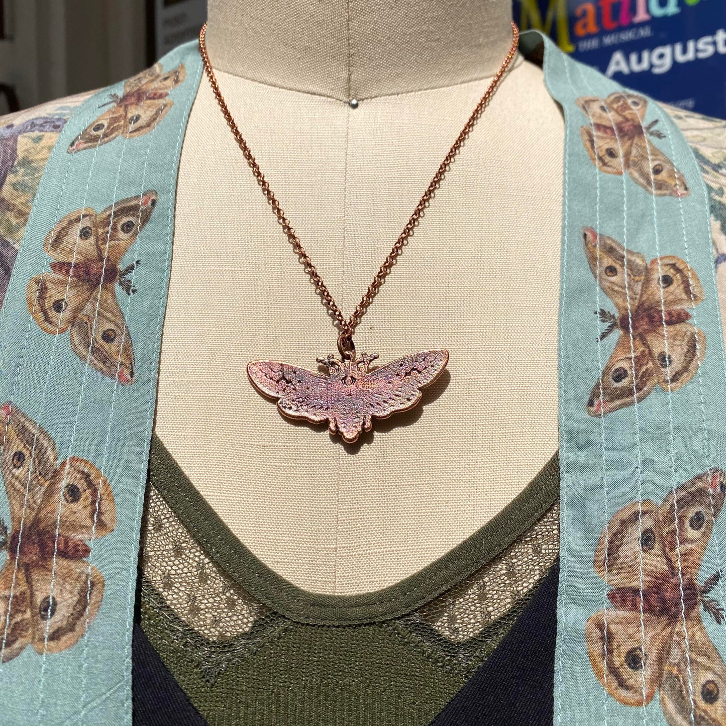 Death's Head Hawkmoth Necklace - Hematite Skull - La De Da
