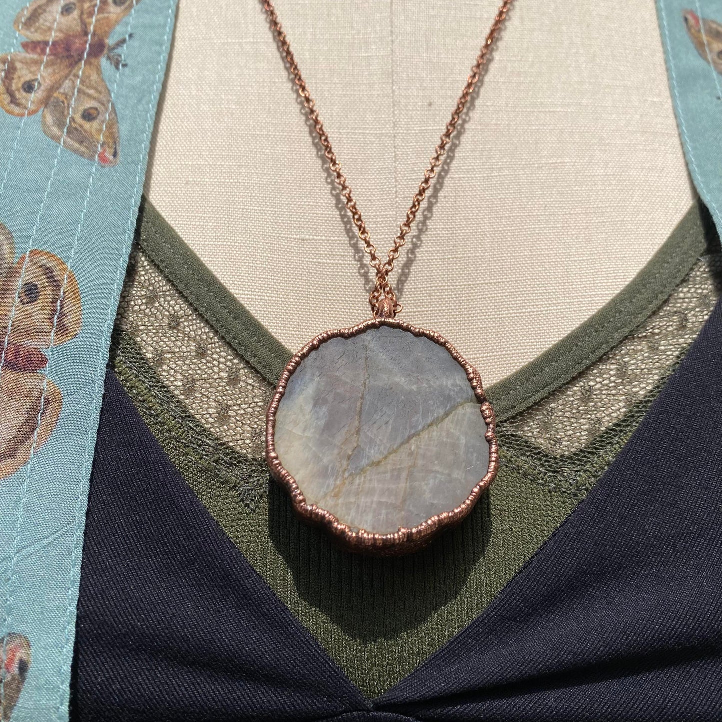 Sunstone Moonstone Peacock Necklace - La De Da