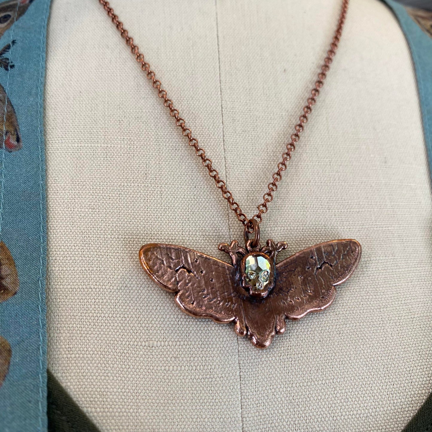 Death's Head Hawkmoth Necklace - Golden Shadow Skull - La De Da