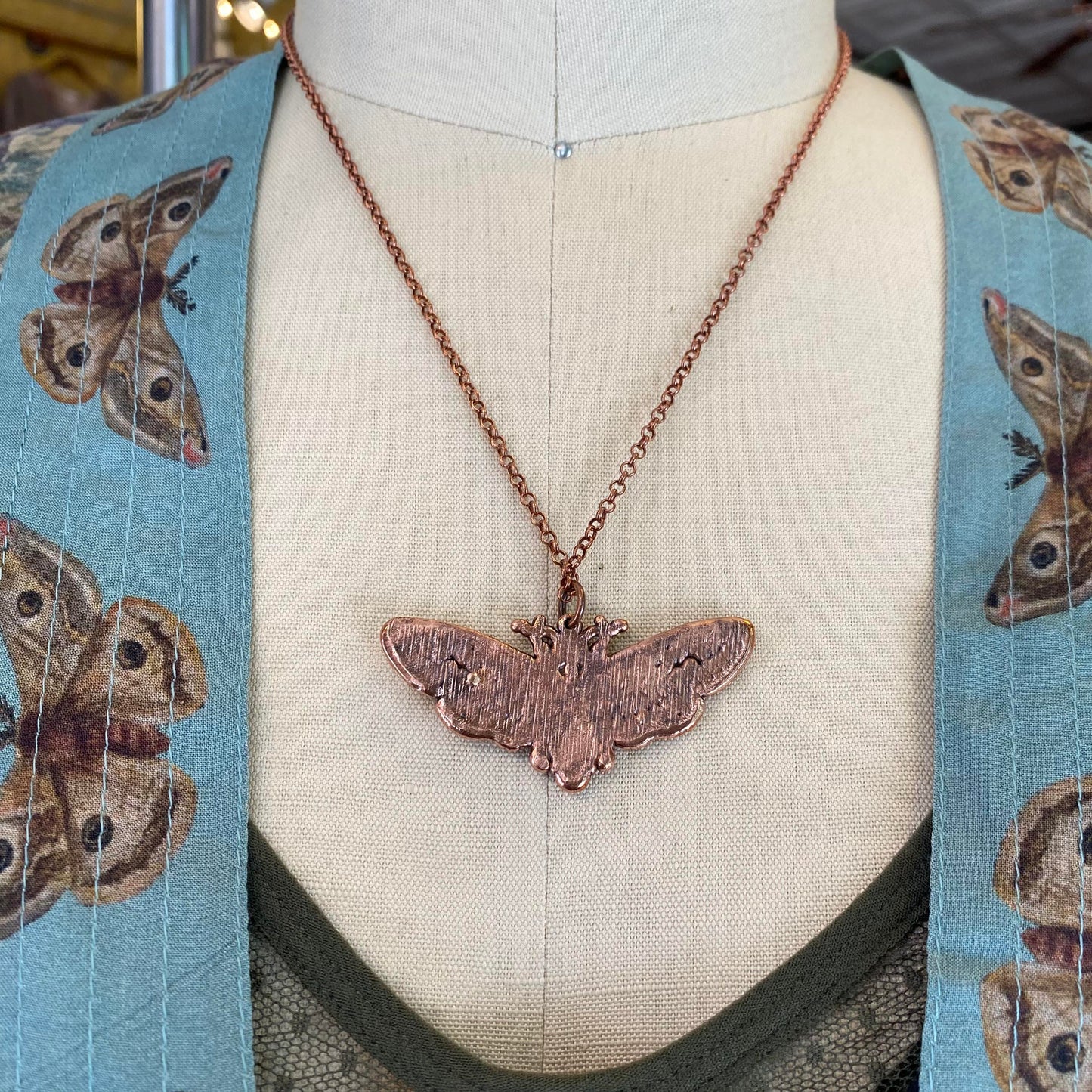 Death's Head Hawkmoth Necklace - Golden Shadow Skull - La De Da