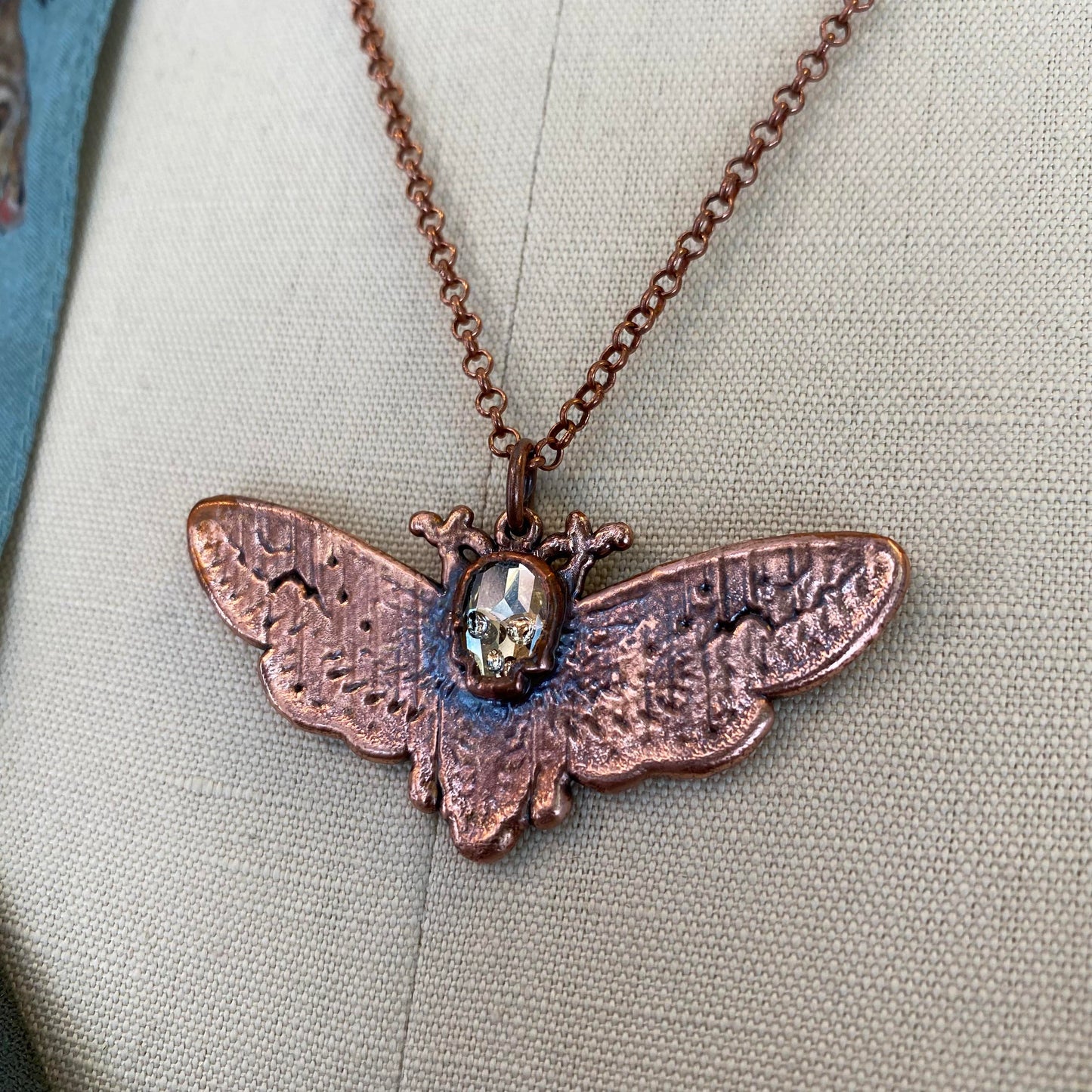Death's Head Hawkmoth Necklace - Golden Shadow Skull - La De Da