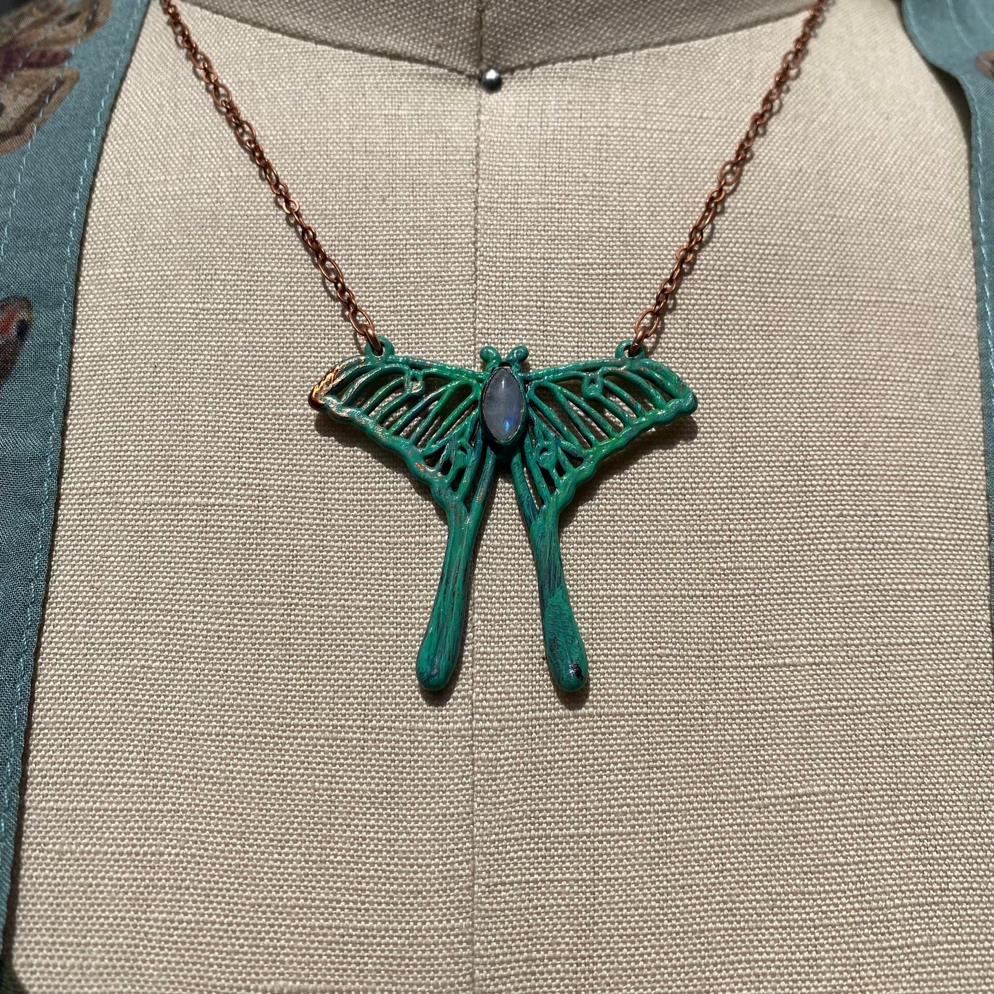 Rainbow Moonstone Luna Moth Necklace - La De Da