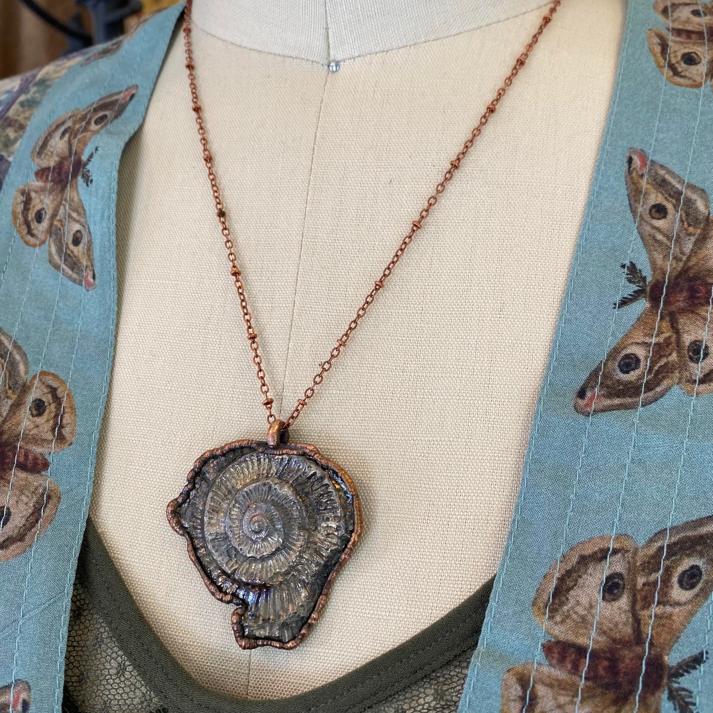 Ammonite Pressed Bismuth Necklace - La De Da