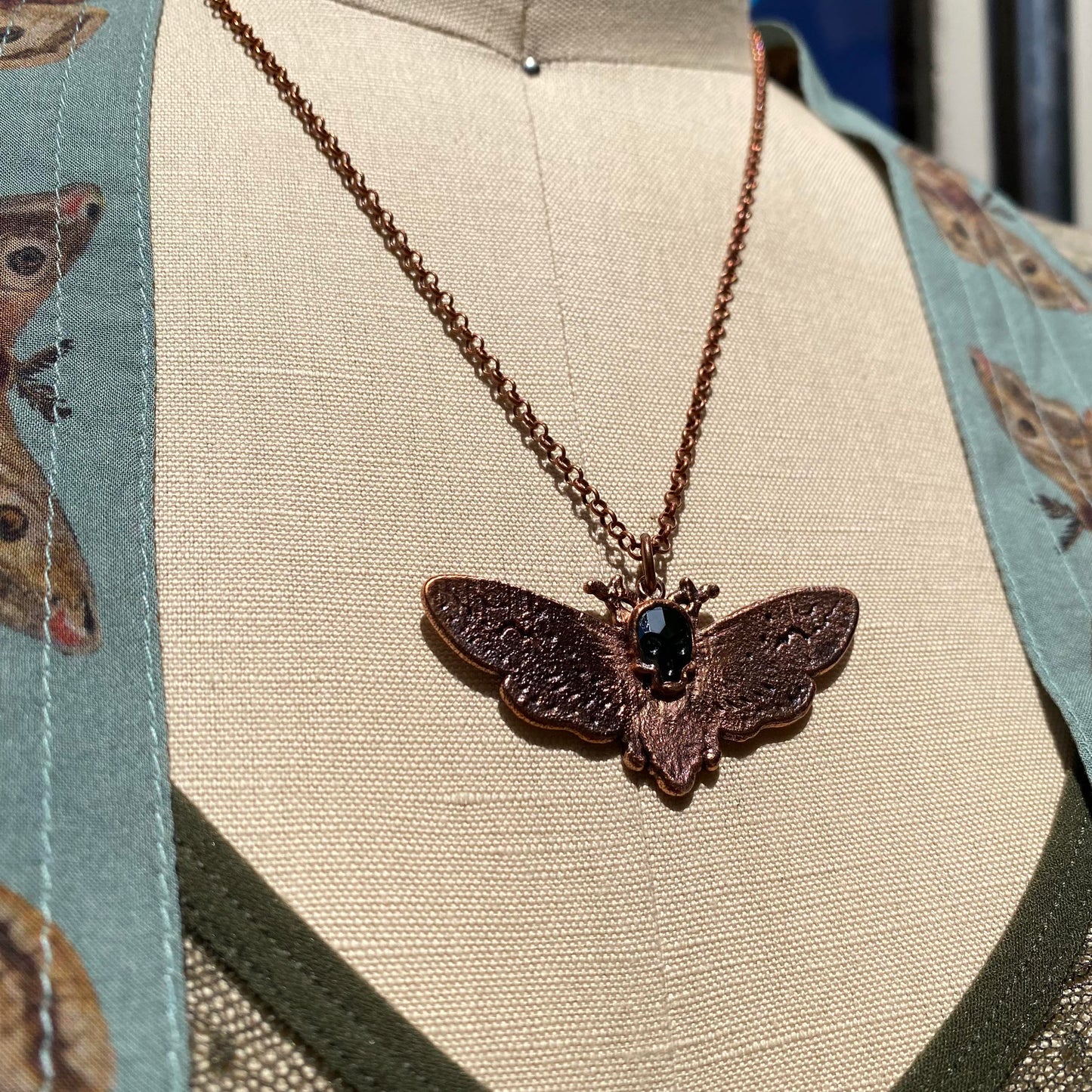 Death's Head Hawkmoth Necklace - Hematite Skull - La De Da