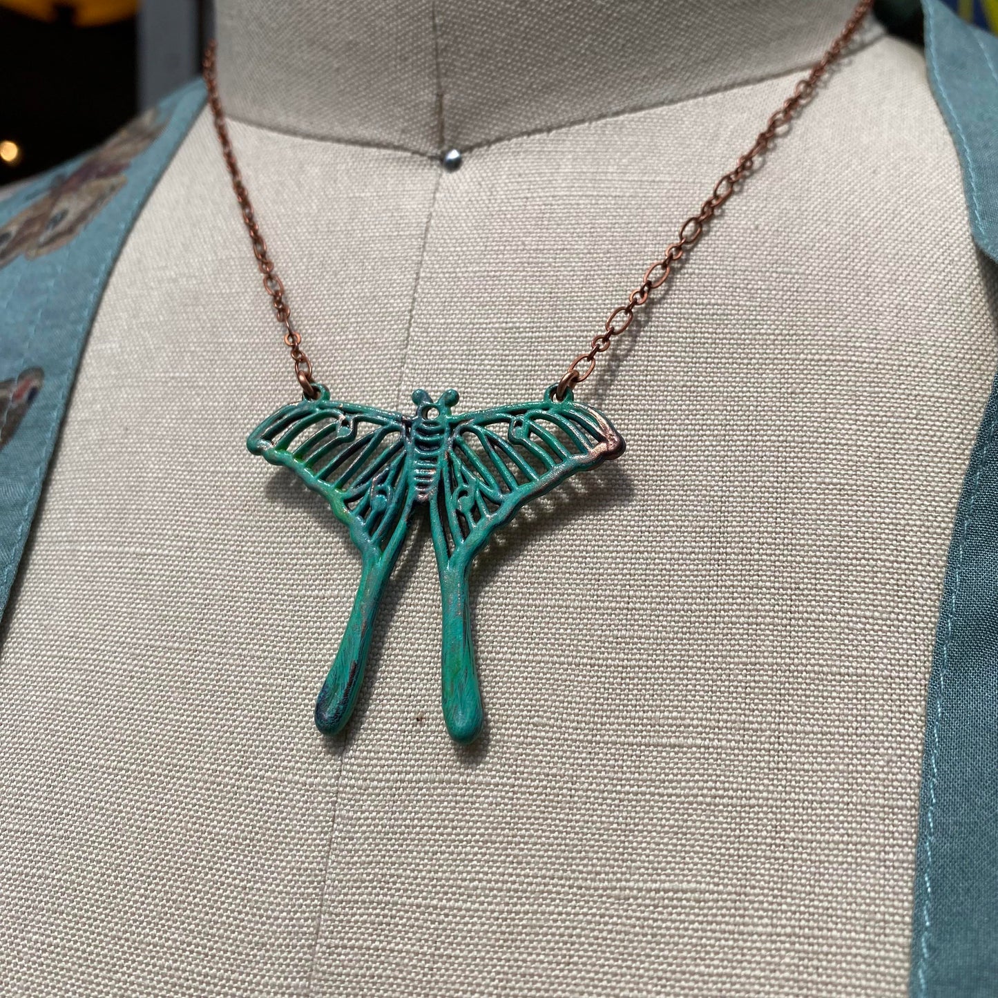 Rainbow Moonstone Luna Moth Necklace - La De Da
