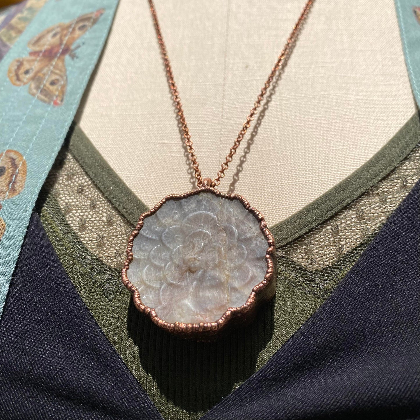 Sunstone Moonstone Peacock Necklace - La De Da