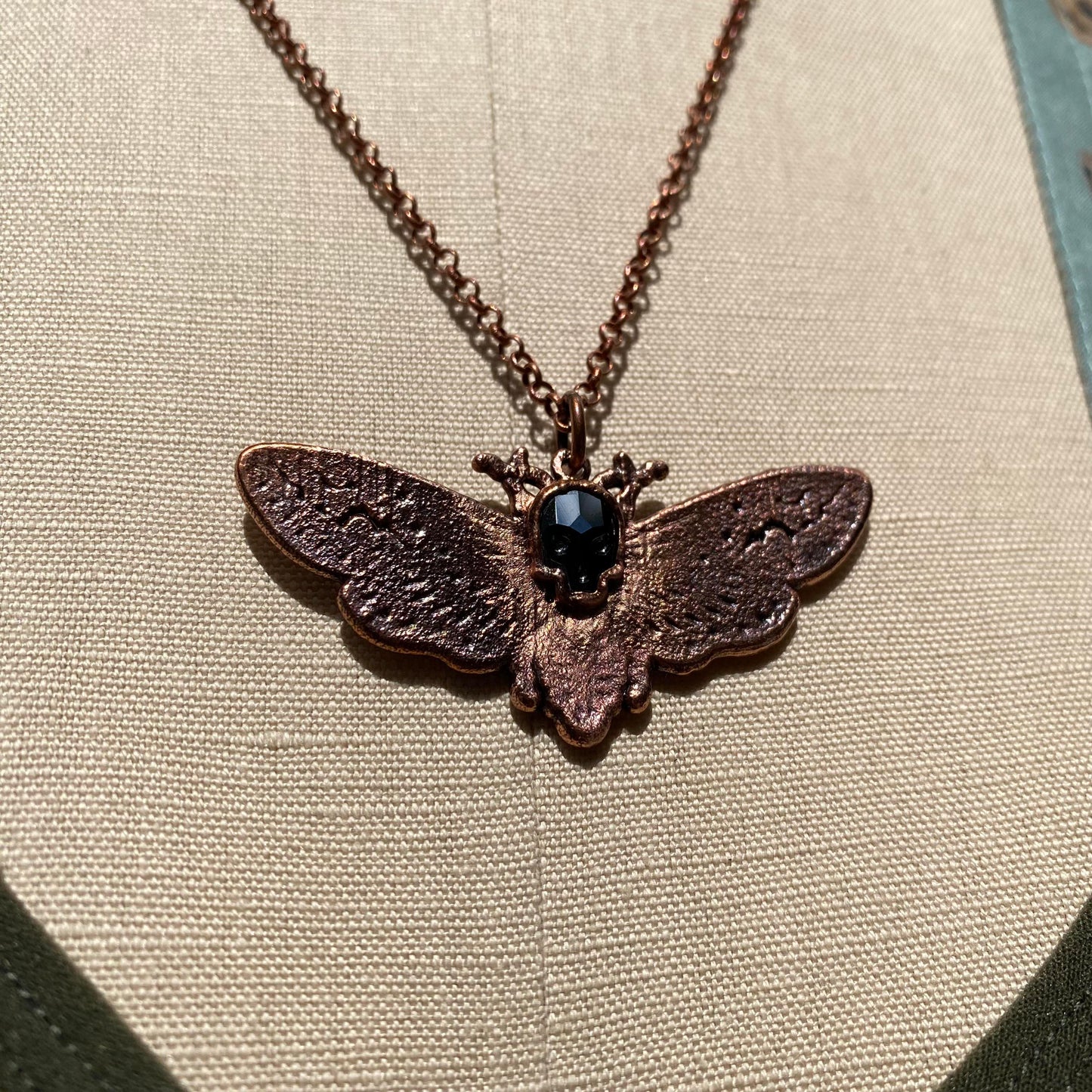 Death's Head Hawkmoth Necklace - Hematite Skull - La De Da
