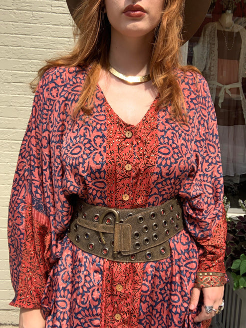 Brown Faux Leather Grommet Wrap Belt - La De Da