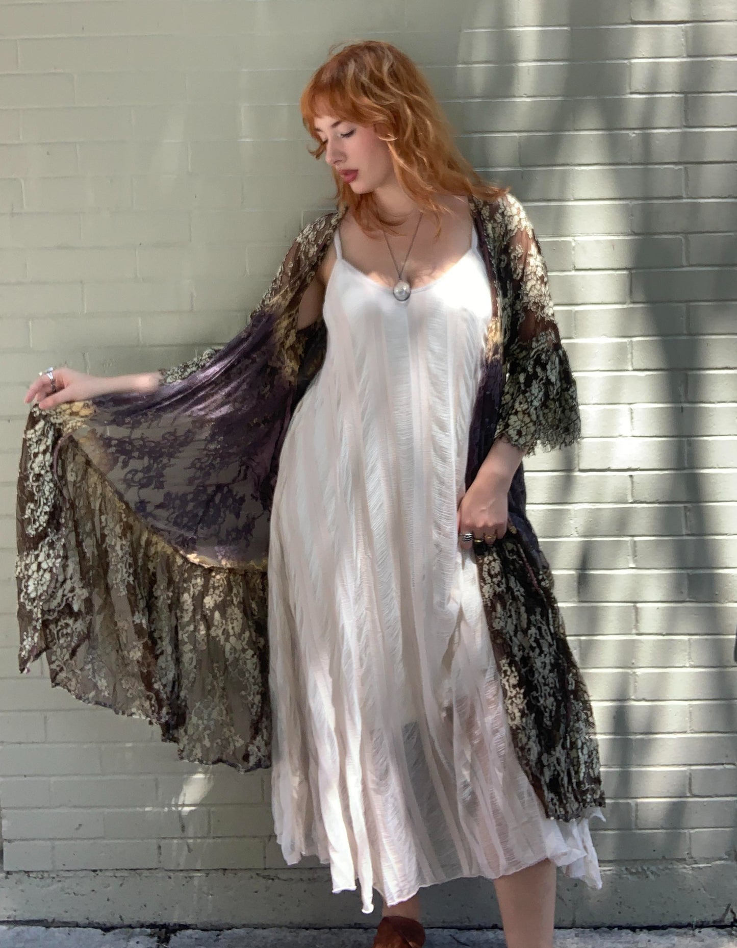 Gold & Black Scalloped Lace Duster - La De Da