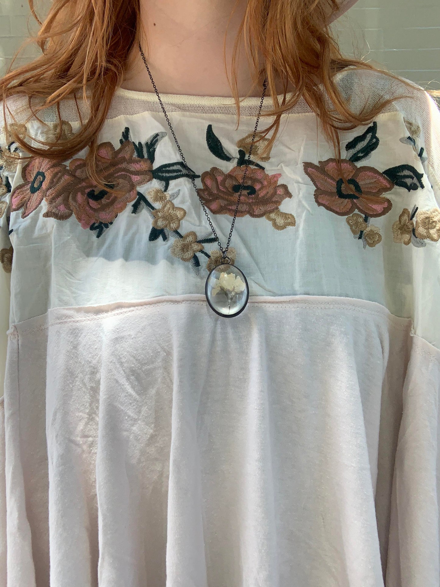 Cream Florals Embroidered Flow Top - La De Da