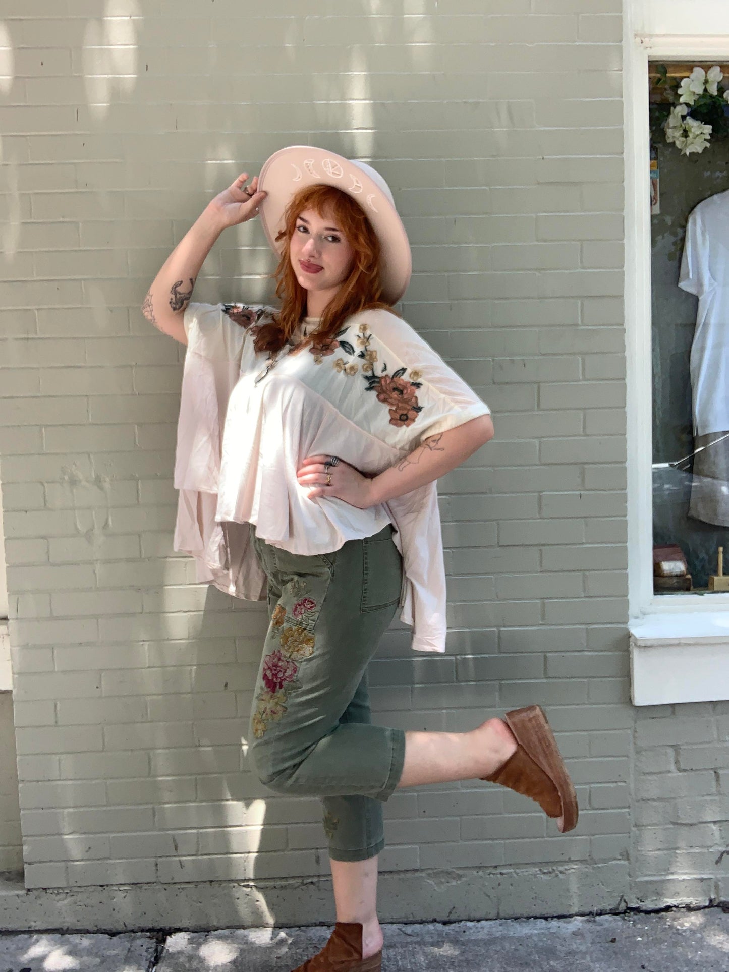Cream Florals Embroidered Flow Top - La De Da