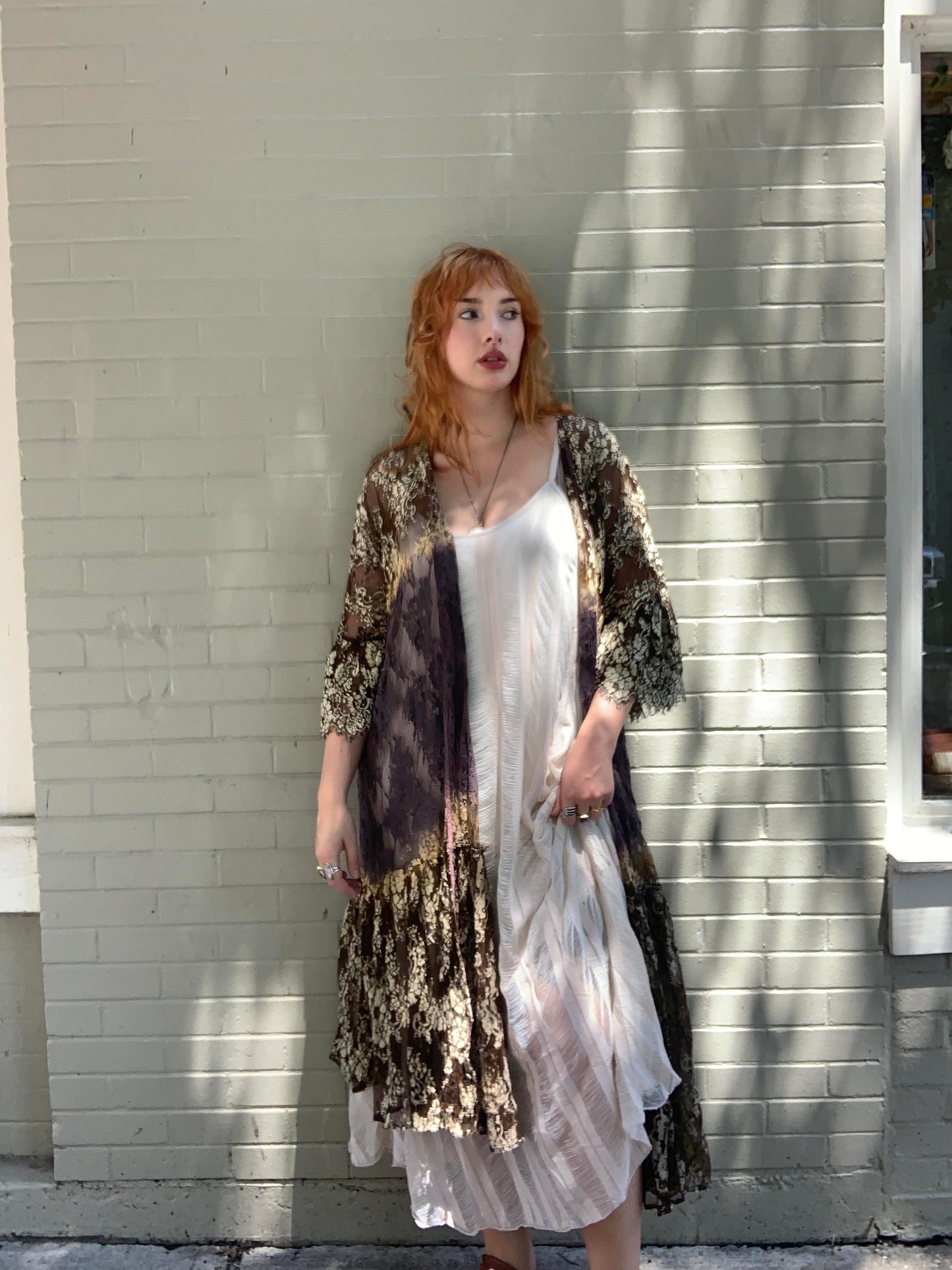 Gold & Black Scalloped Lace Duster - La De Da