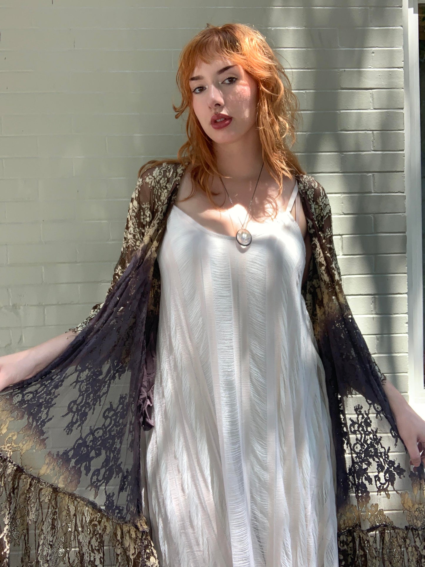 Gold & Black Scalloped Lace Duster - La De Da
