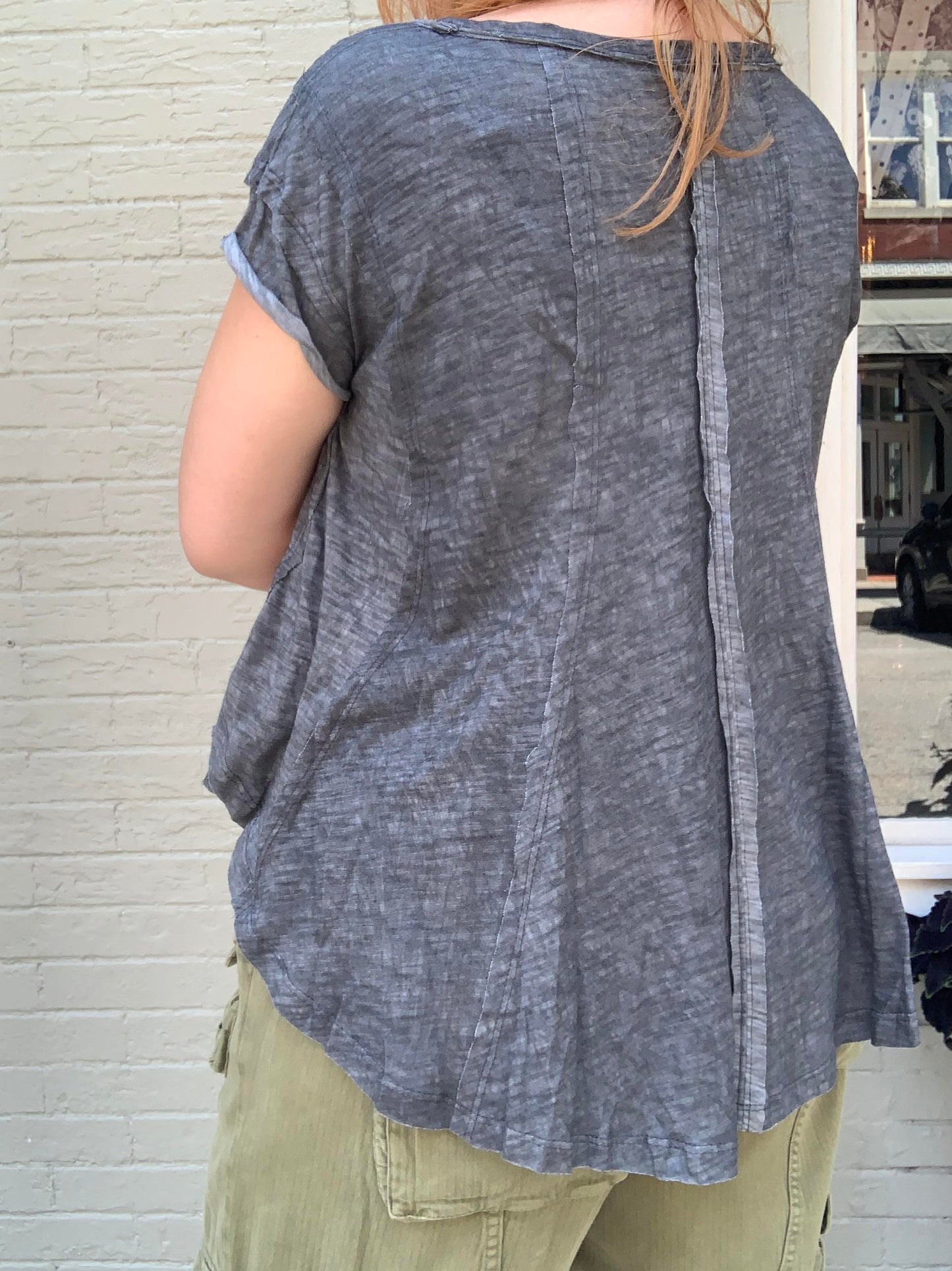 Charcoal Heathered Cut Edge Top - La De Da