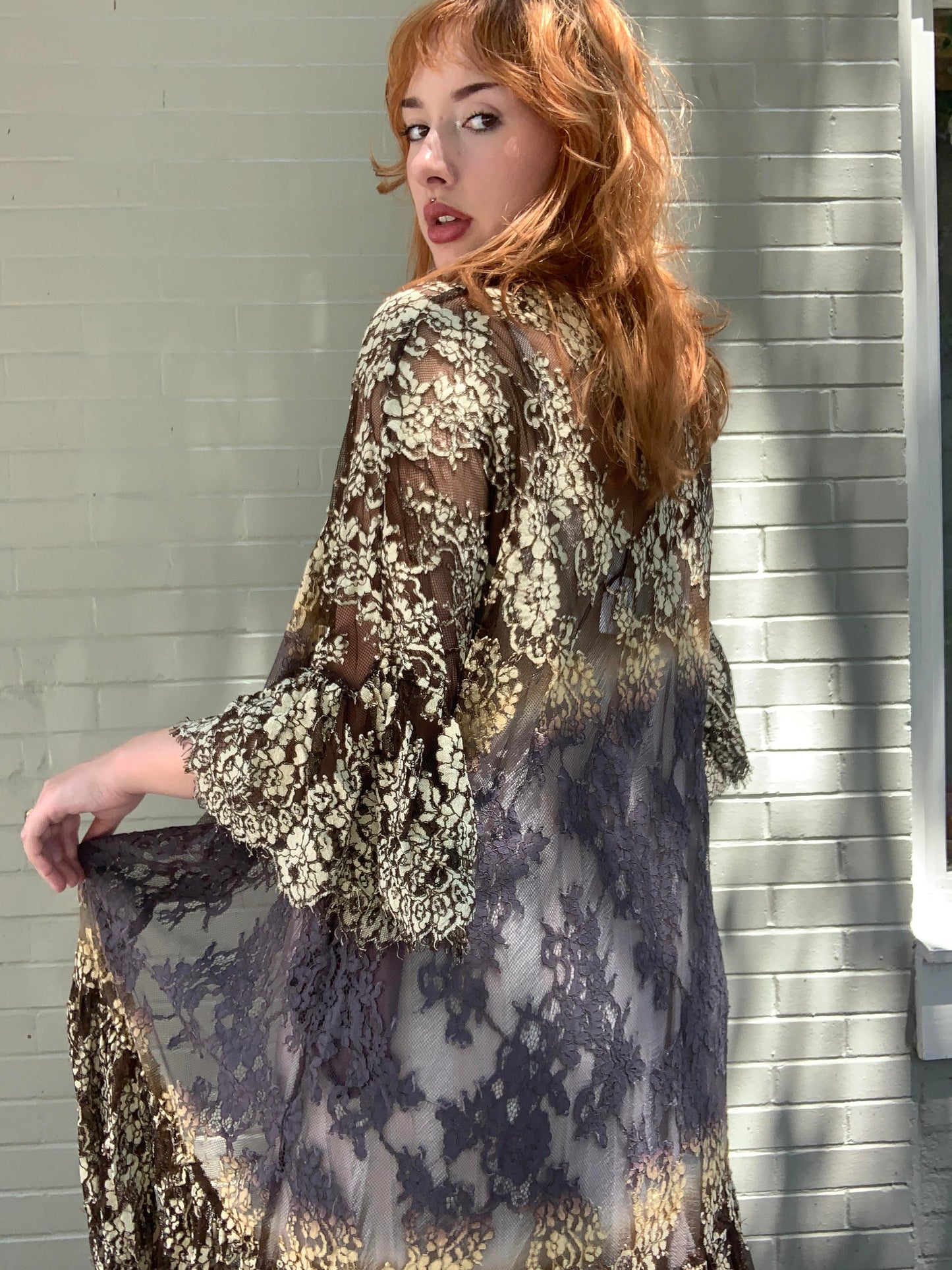 Gold & Black Scalloped Lace Duster - La De Da