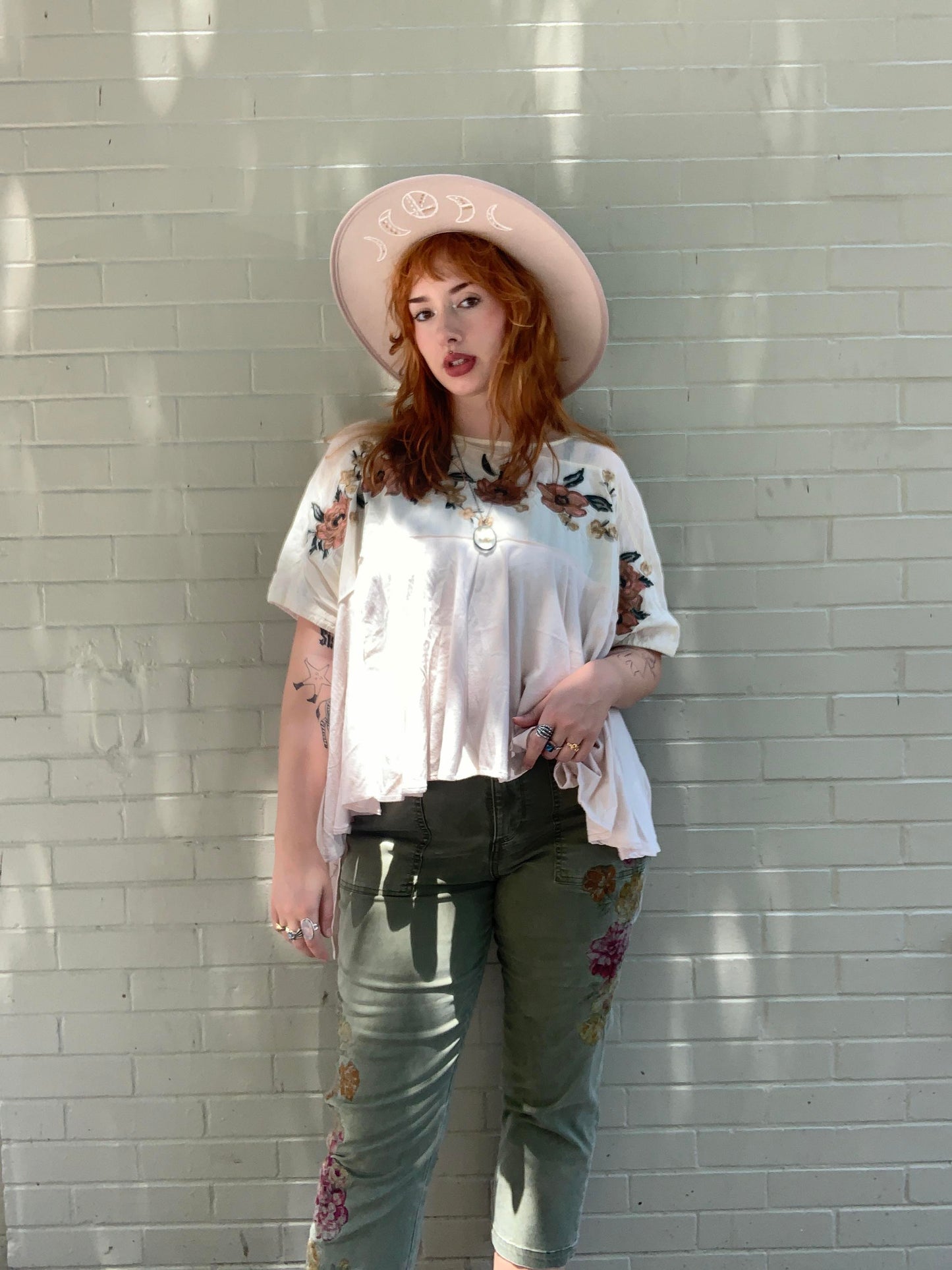 Cream Florals Embroidered Flow Top - La De Da