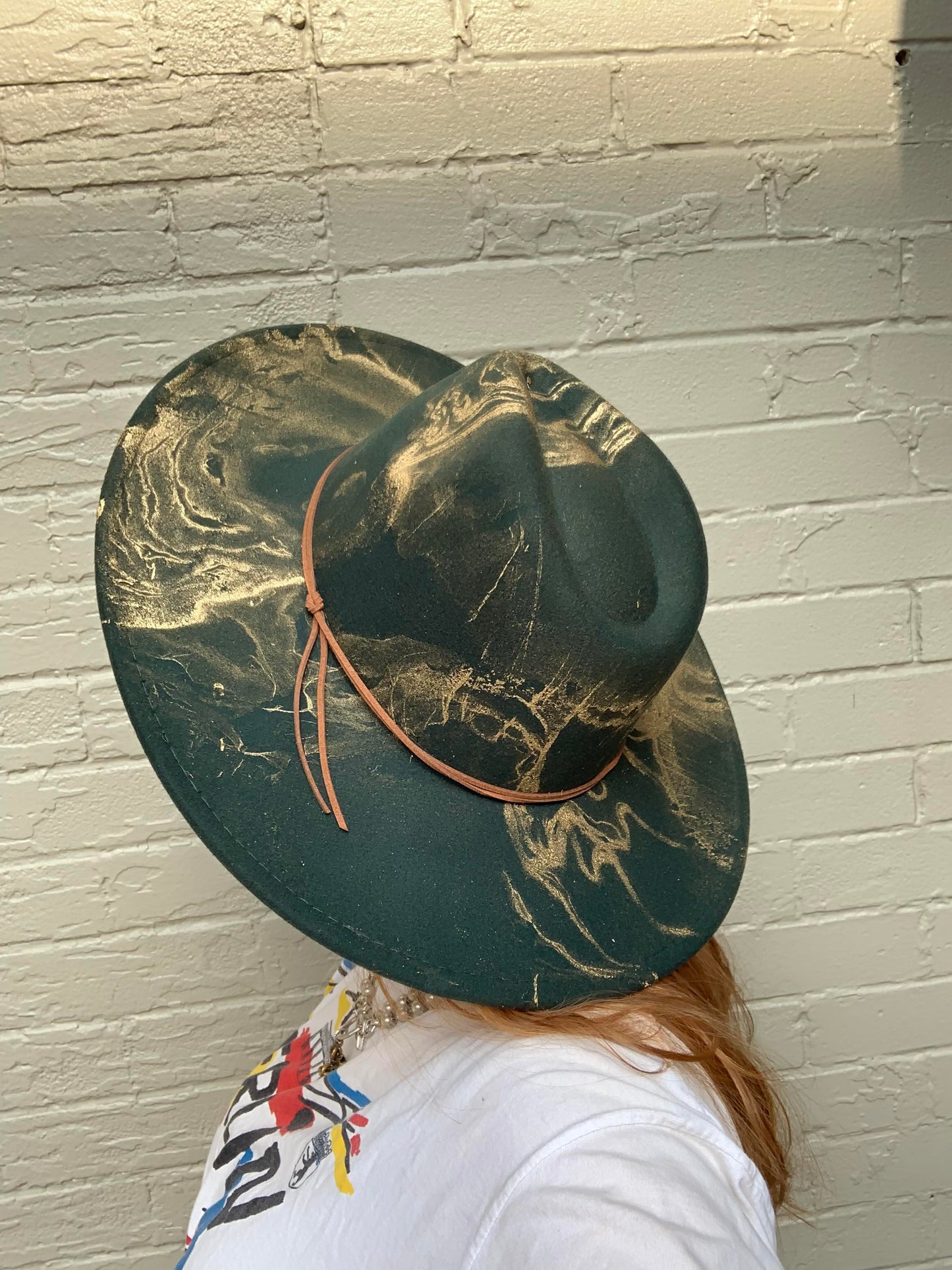 Forest Gold Marbled Wide Brim Hat - La De Da