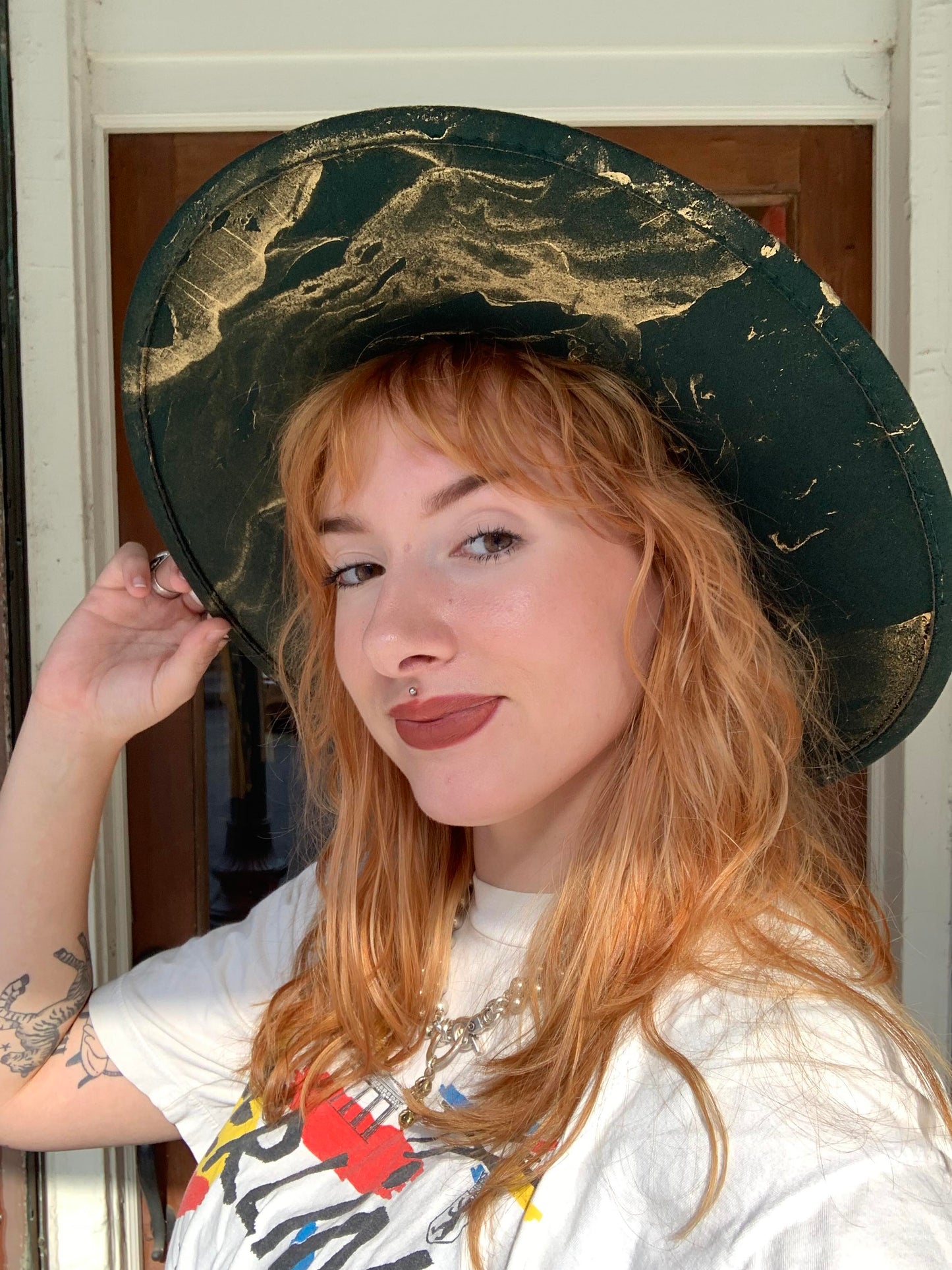 Forest Gold Marbled Wide Brim Hat - La De Da
