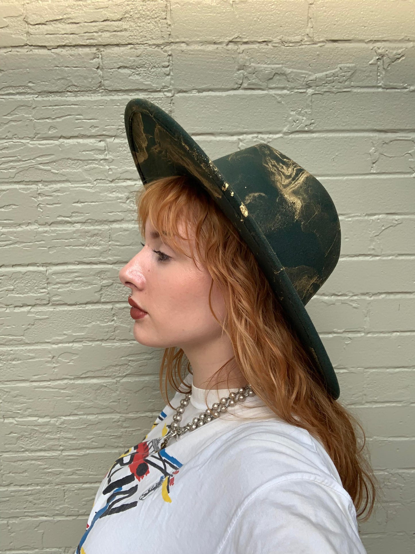 Forest Gold Marbled Wide Brim Hat - La De Da