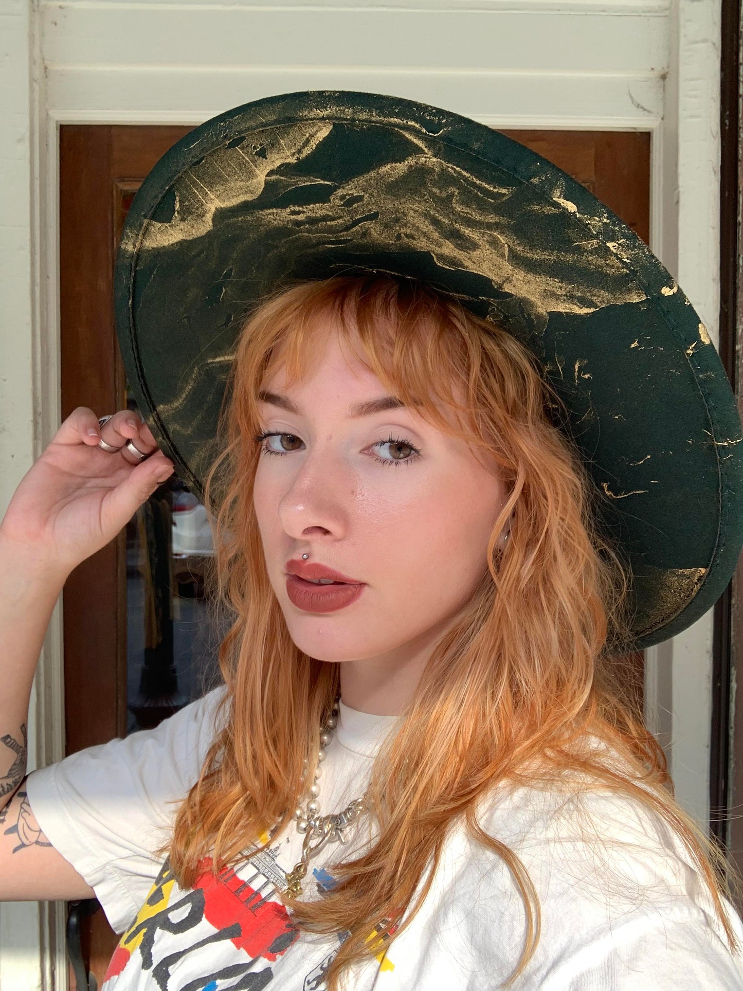 Forest Gold Marbled Wide Brim Hat - La De Da