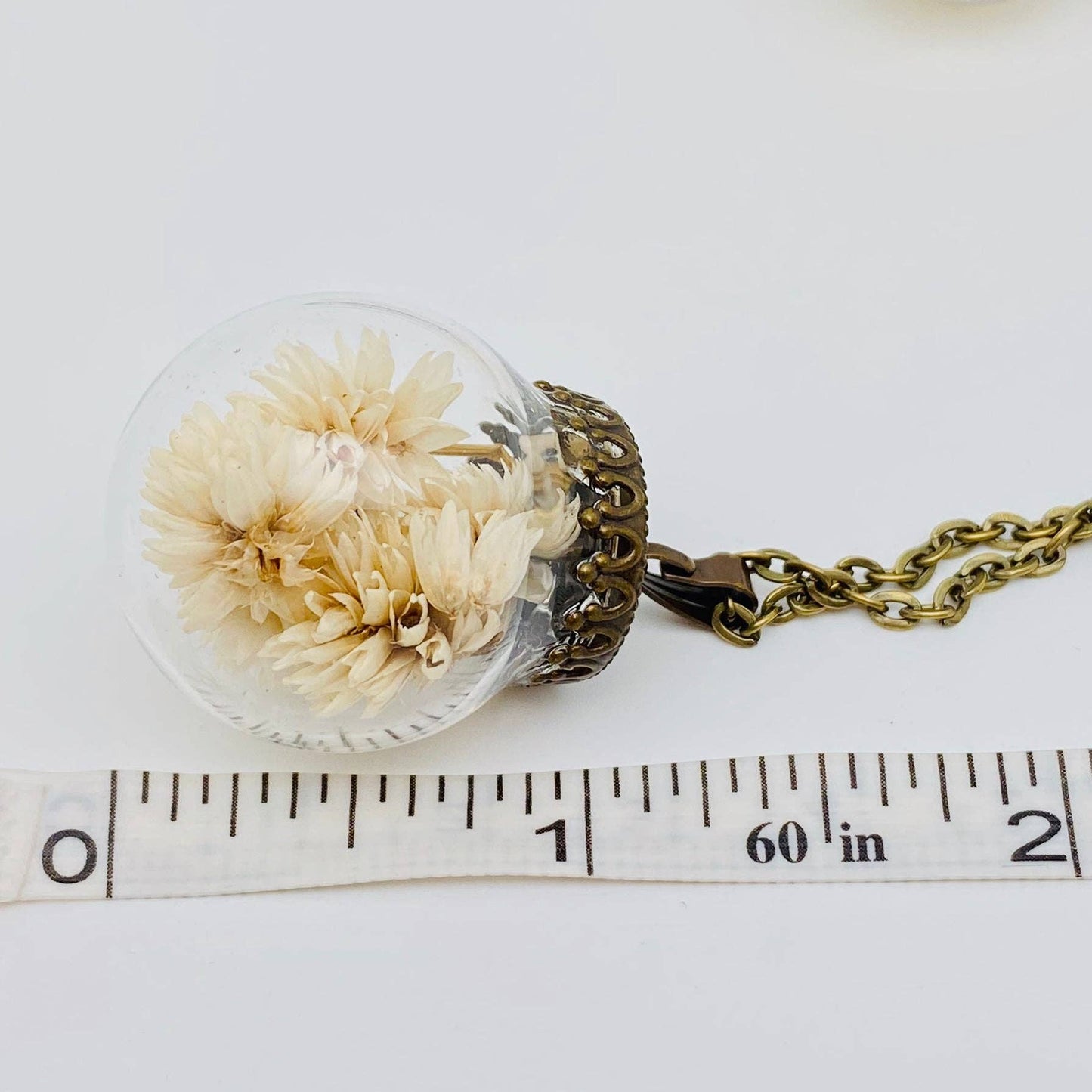 Baby's Breath Floral Ball-shaped Charm Pendant Necklace