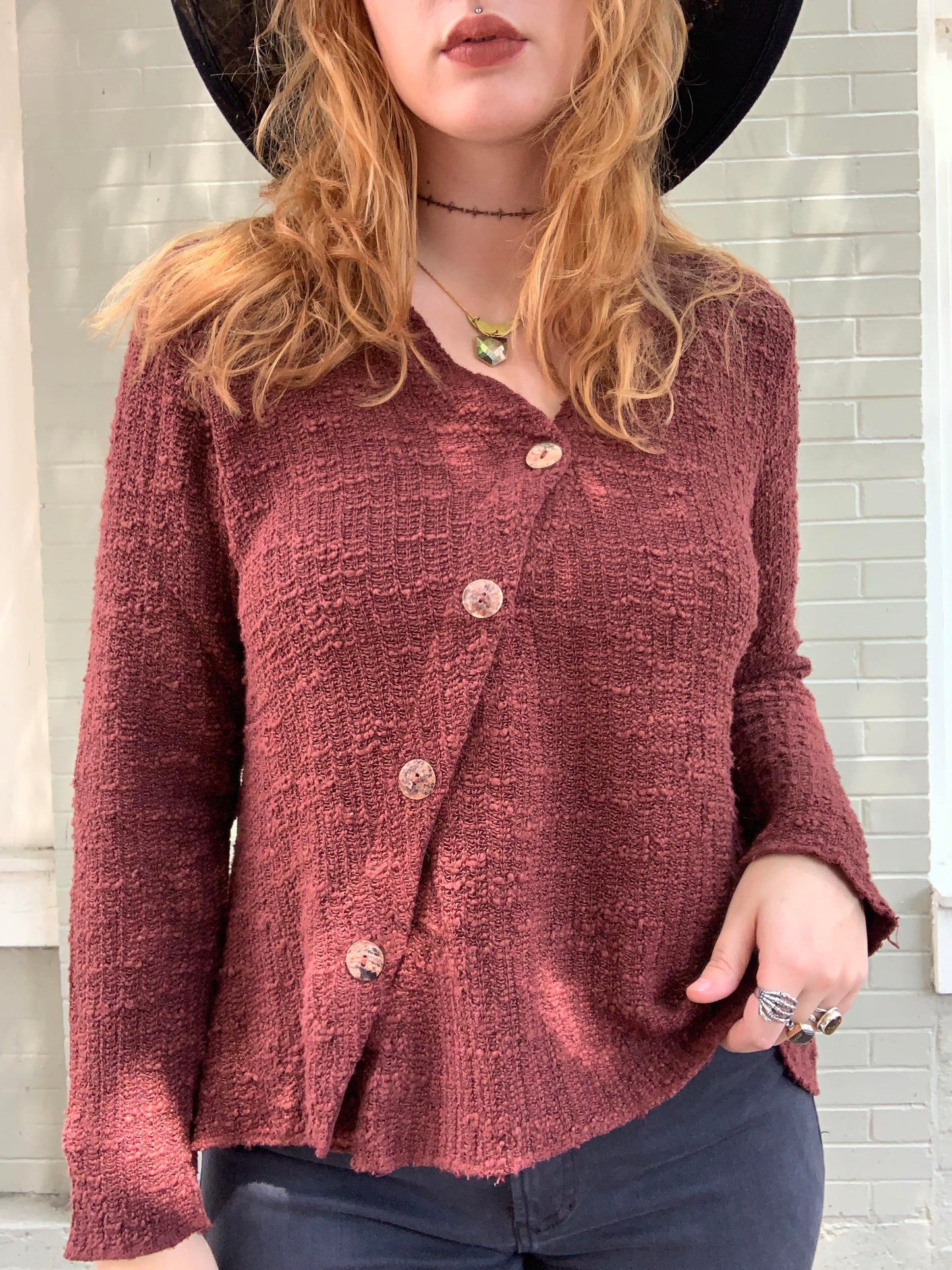 Asymmetrical Button Cardi - Elderberry - La De Da