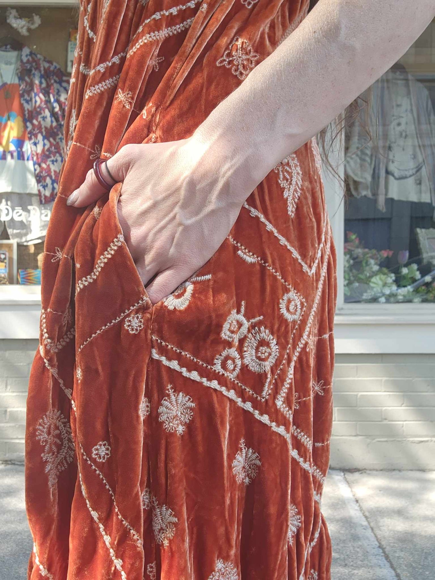 Devi Velvet Tank Dress - Rust - La De Da