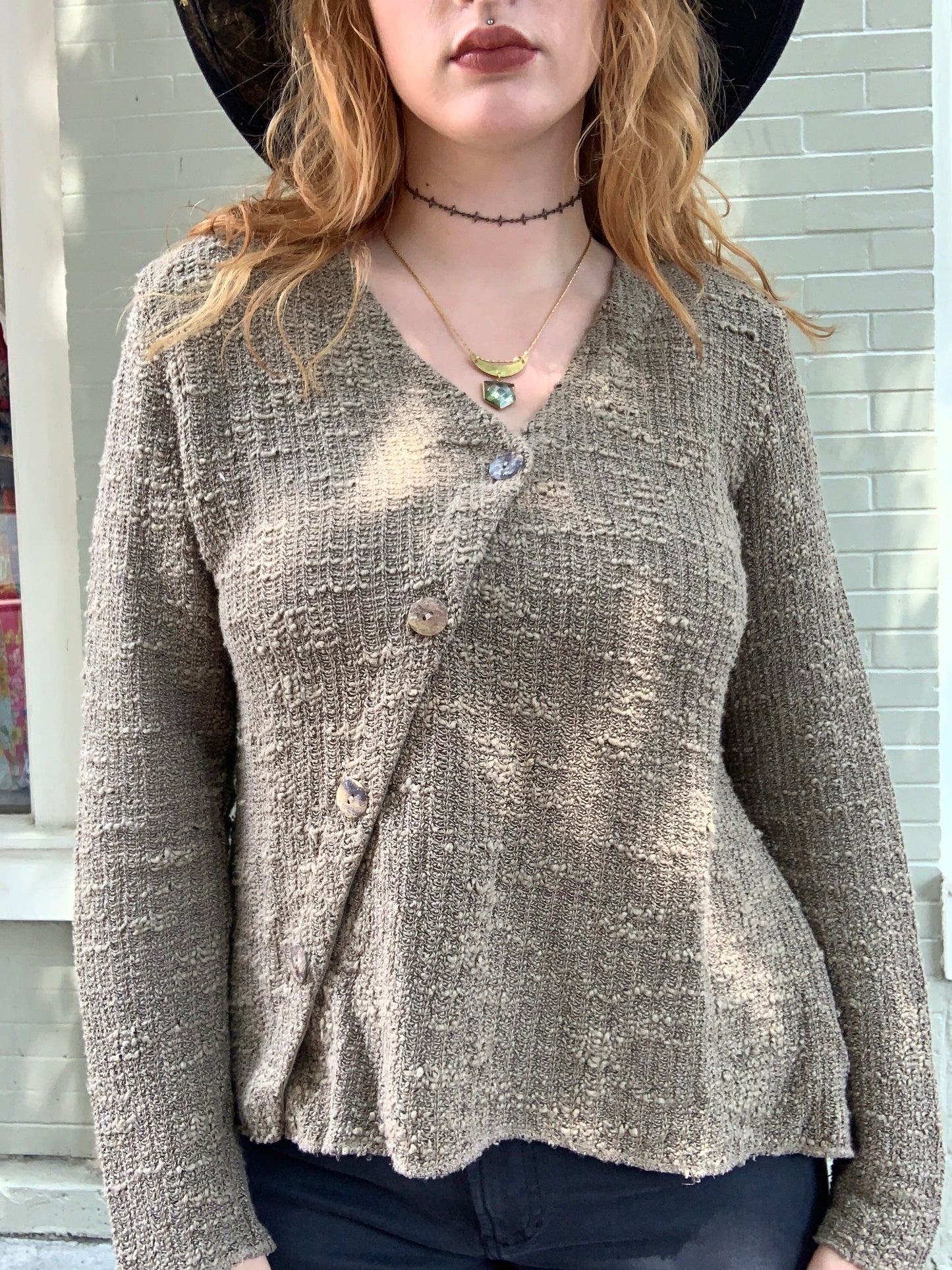 Asymmetrical Button Cardi - Natural - La De Da