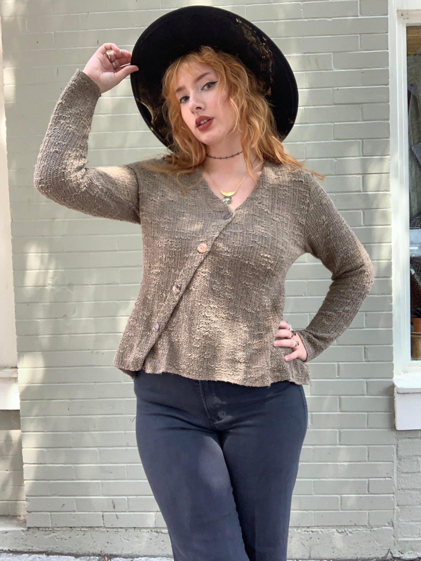 Asymmetrical Button Cardi - Natural - La De Da