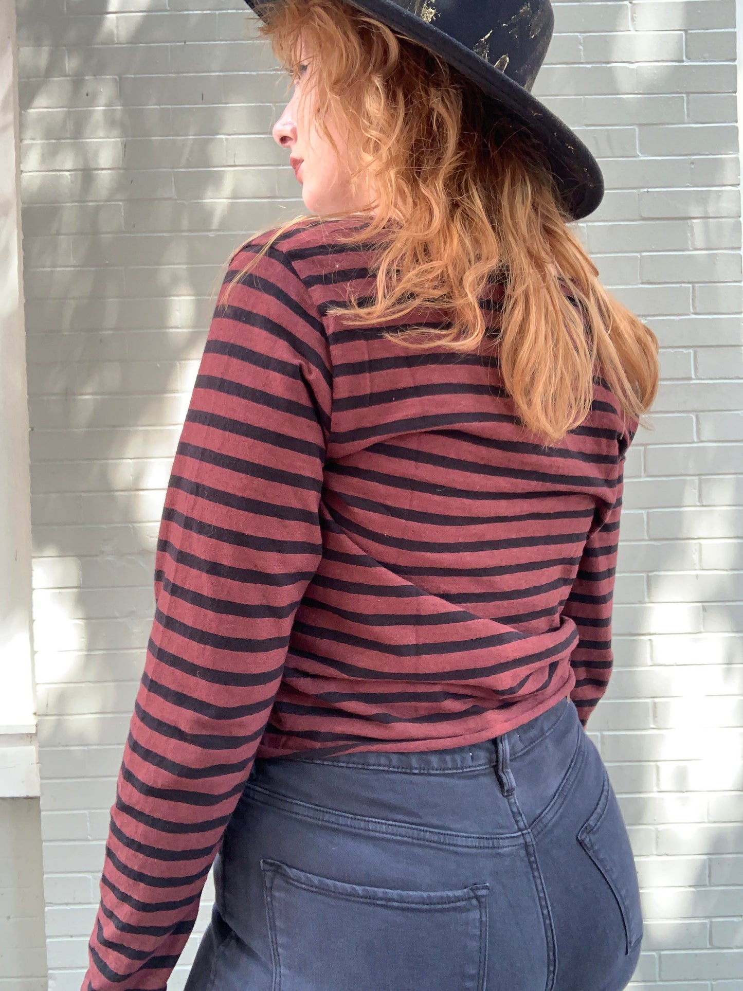Crop Pocket Cardi - Barnwood Stripe - La De Da