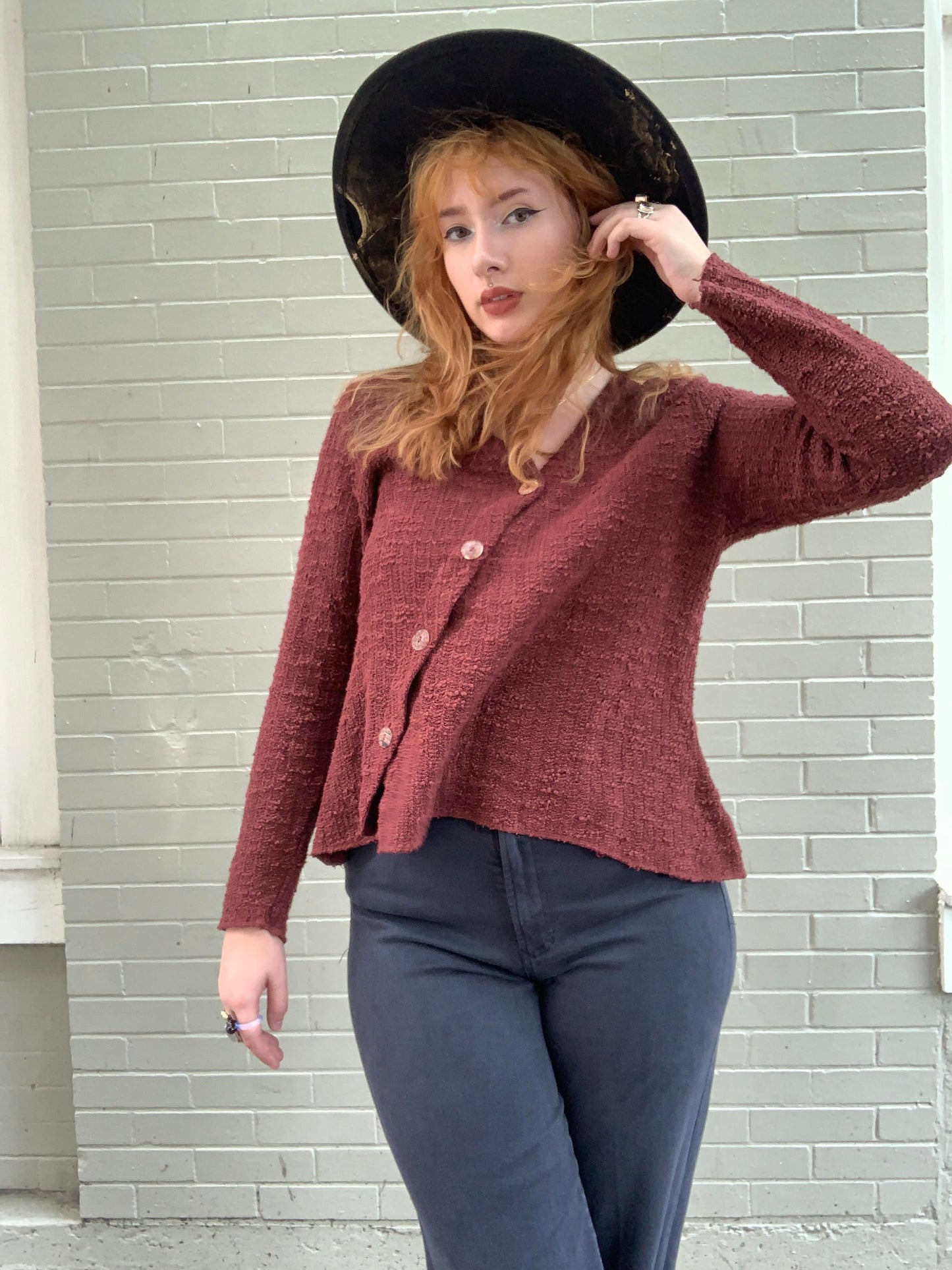 Asymmetrical Button Cardi - Elderberry - La De Da