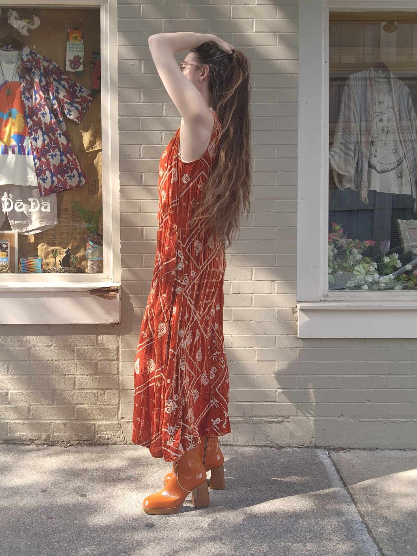 Devi Velvet Tank Dress - Rust - La De Da