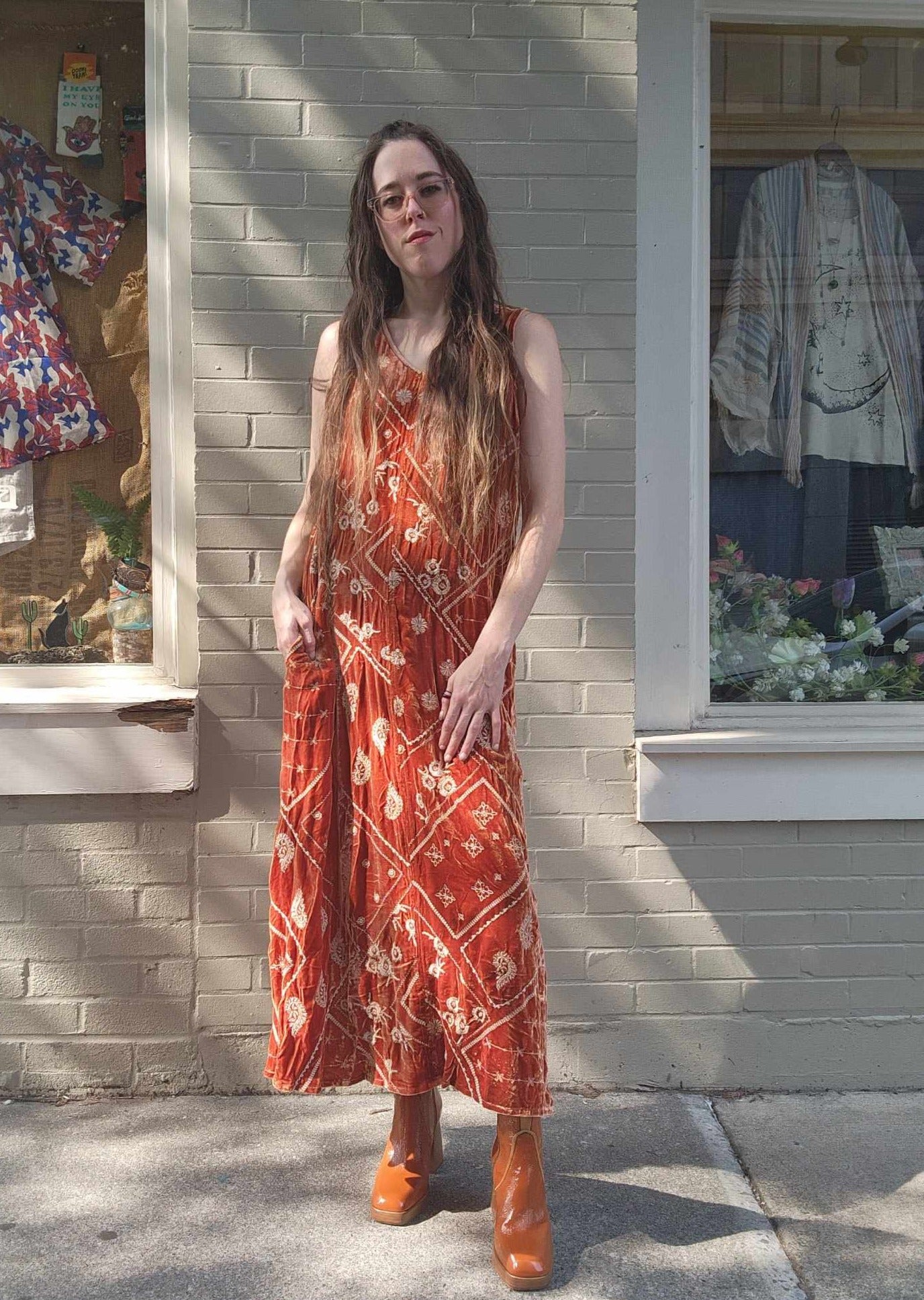 Devi Velvet Tank Dress - Rust - La De Da