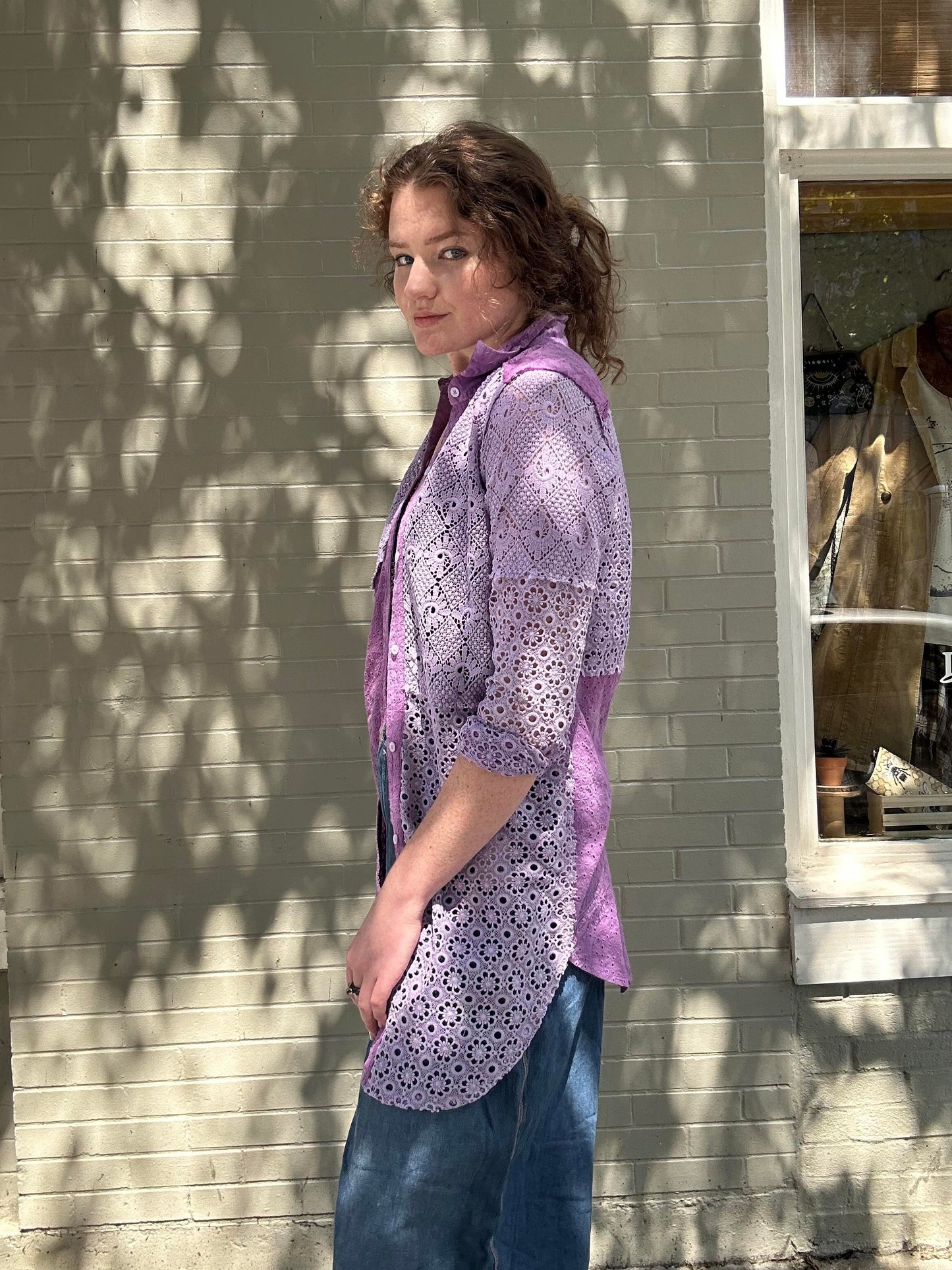 Custom Dyed Mixed Materials Button Shirt - La De Da