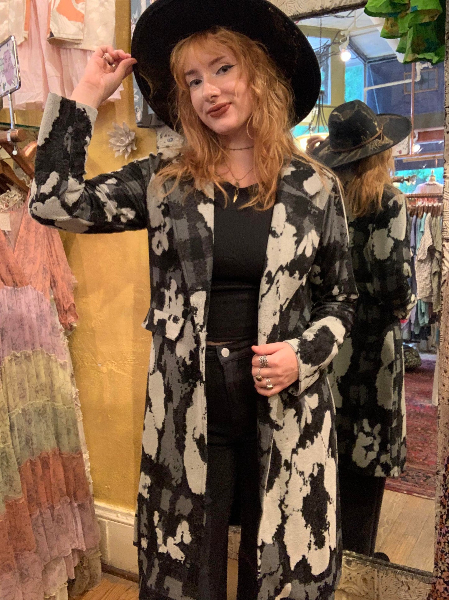 Mixed Pattern Sweater Jacket - La De Da