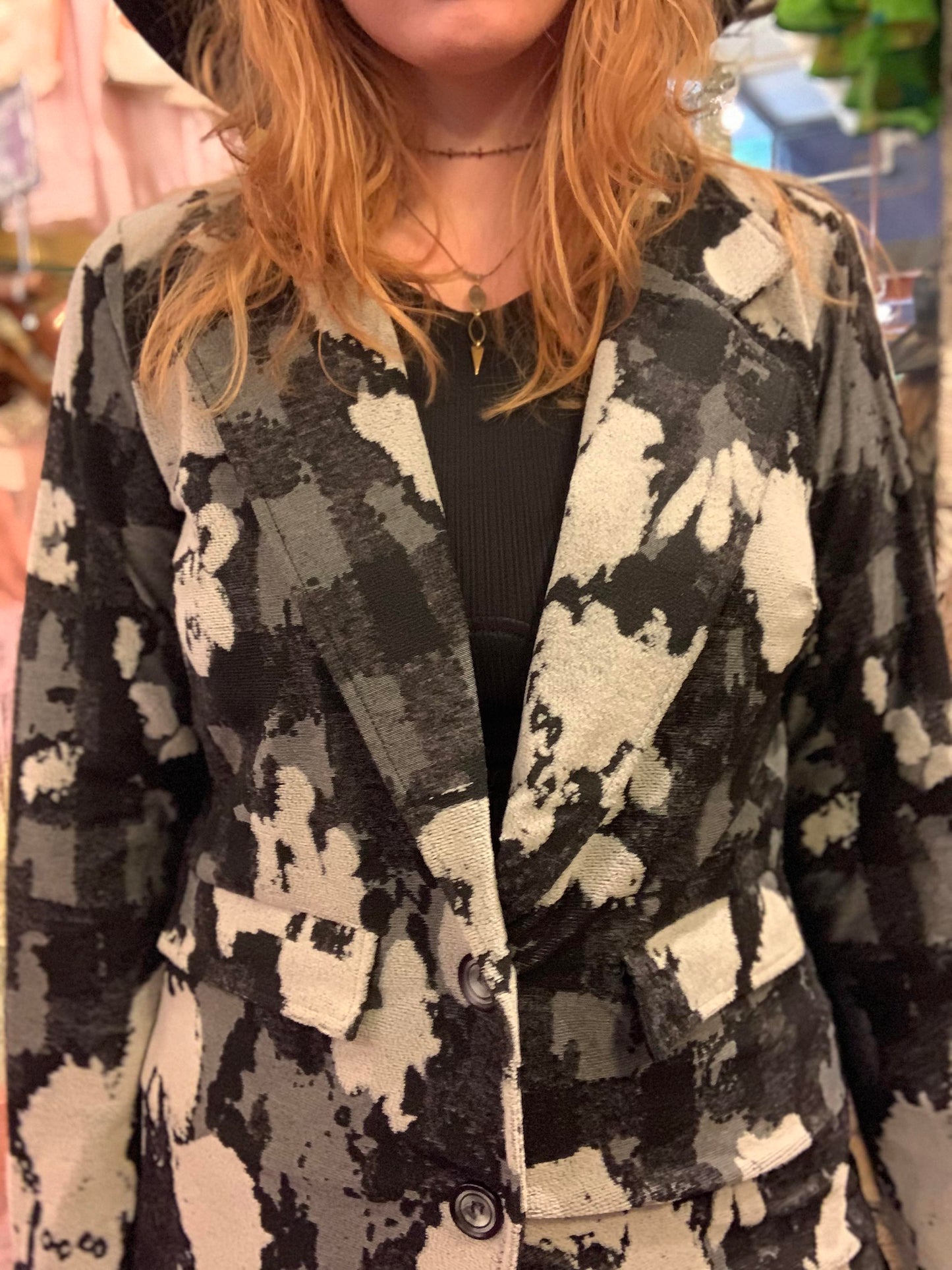 Mixed Pattern Sweater Jacket - La De Da