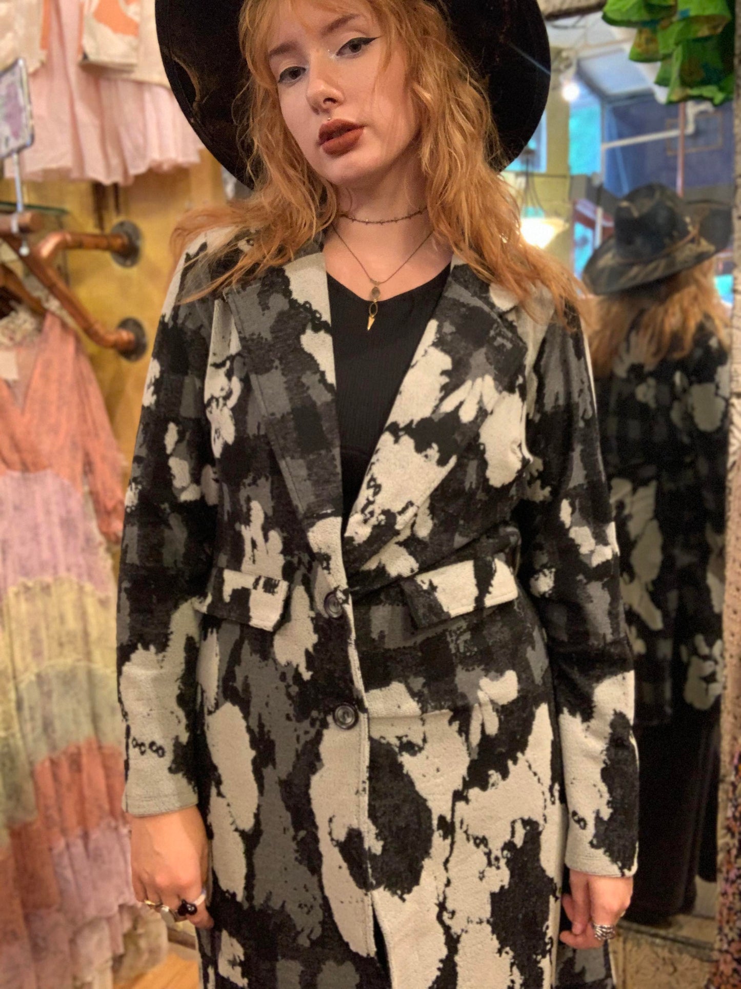Mixed Pattern Sweater Jacket - La De Da