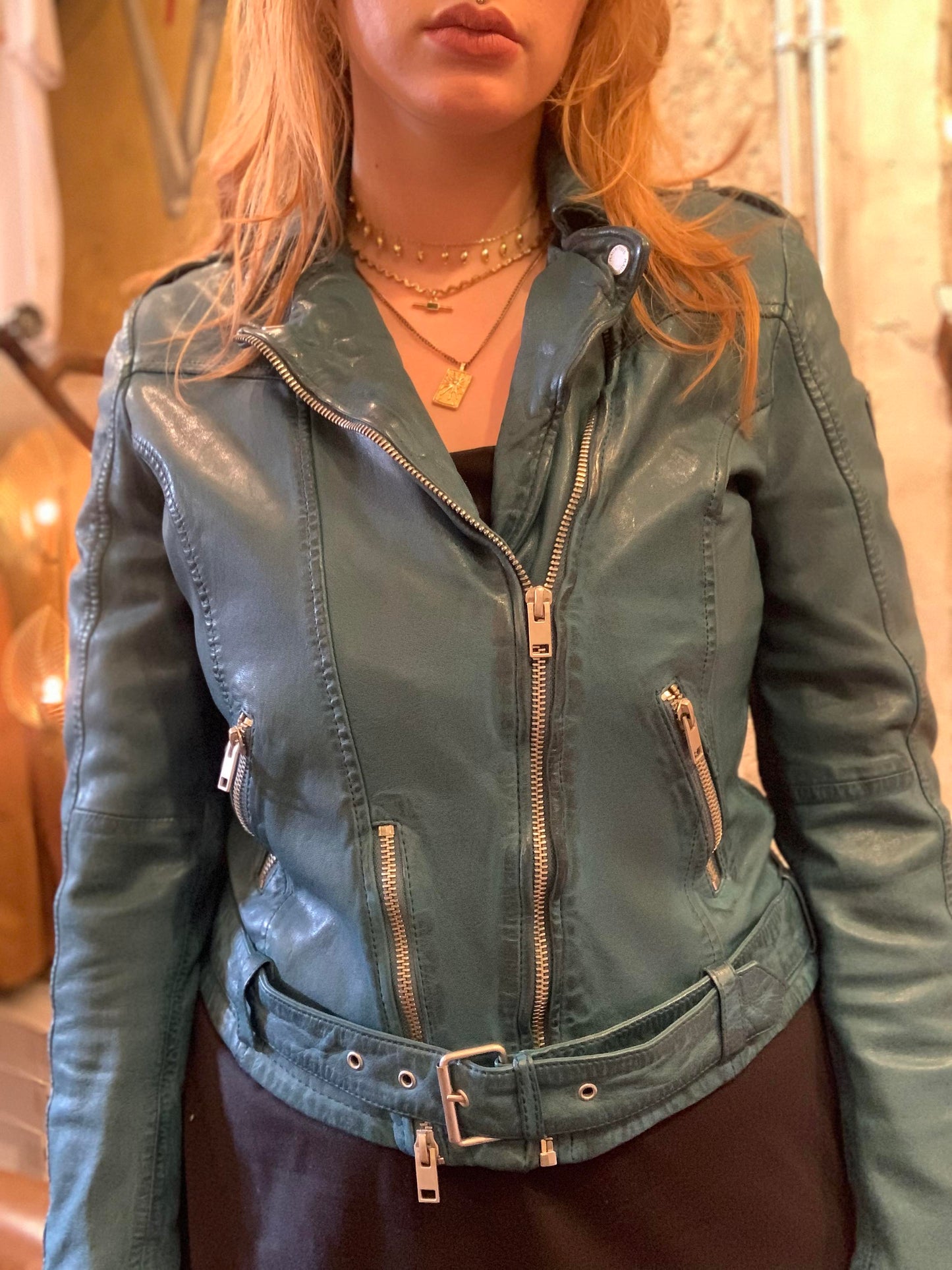 Go Wild Teal Leather Jacket - La De Da