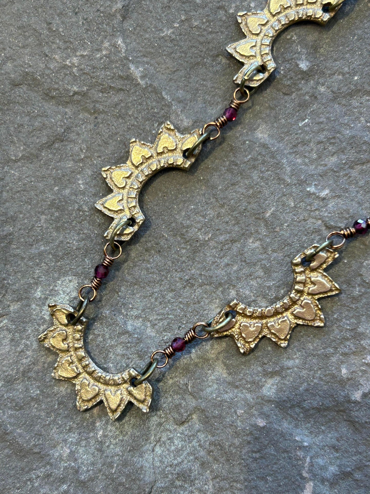 Josephine, Multi Fan Cast Rhodolite Necklace - La De Da