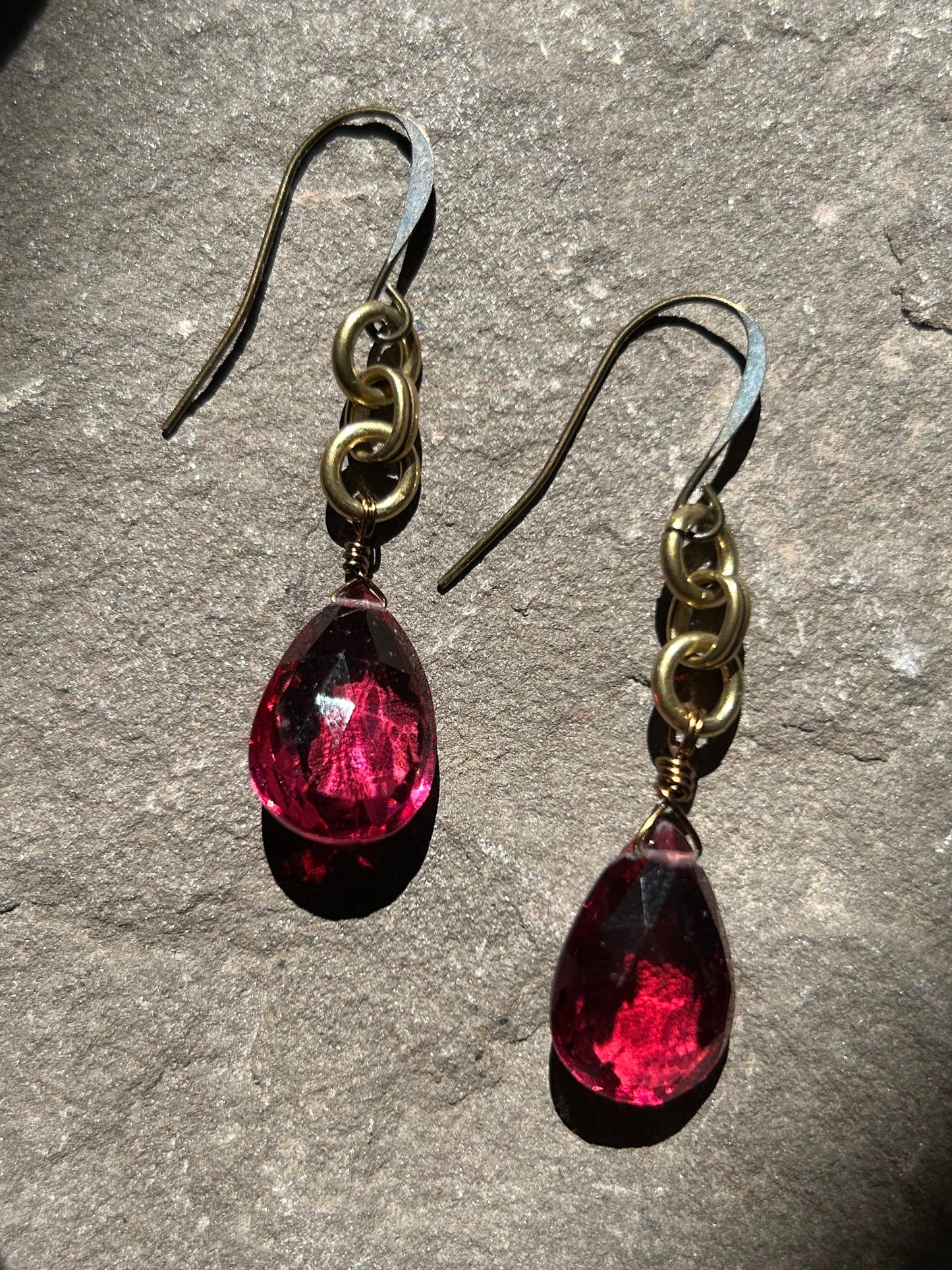 Pear Faceted Pink Rubellite Earrings - La De Da