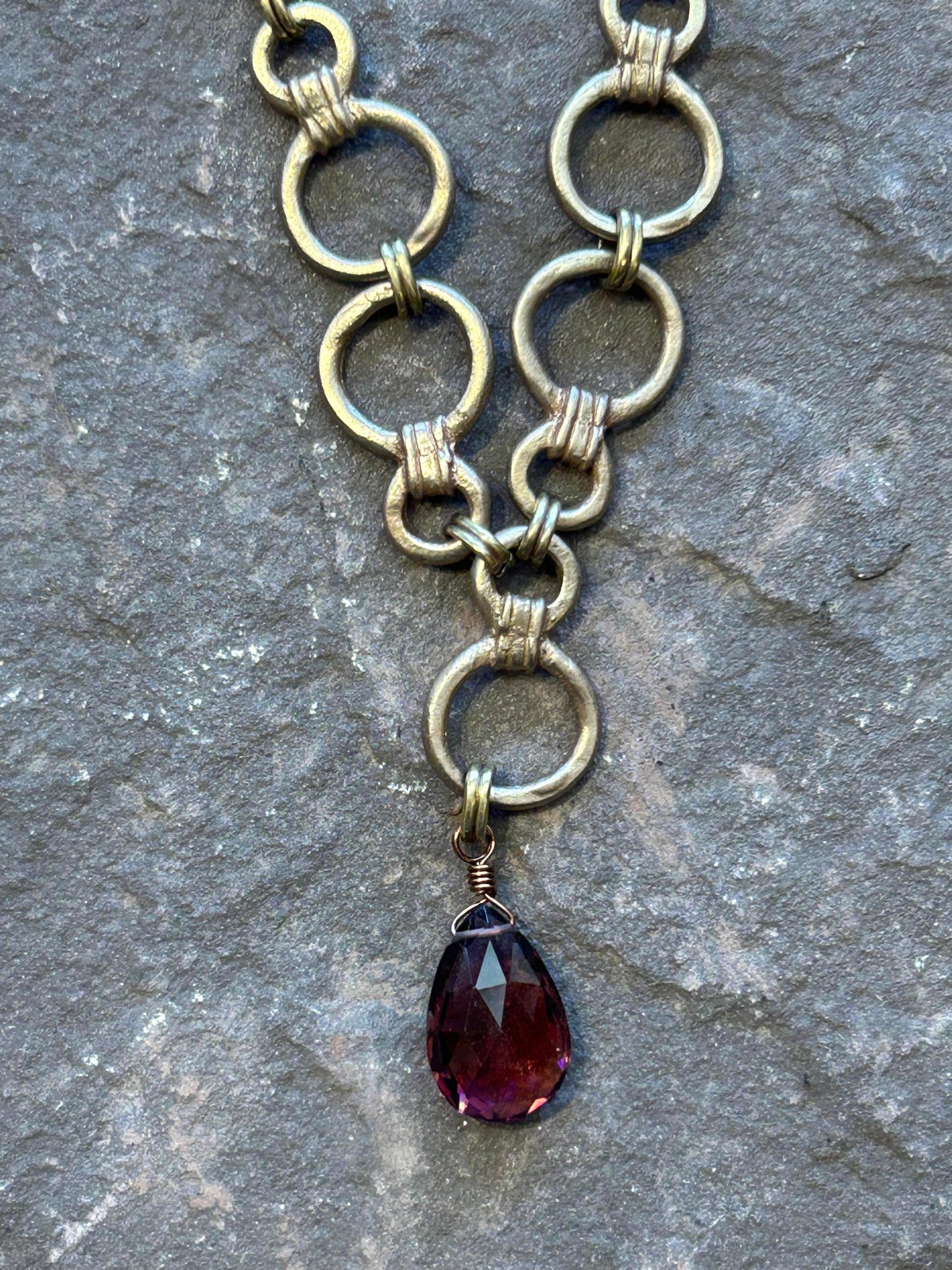 Josephine, Rhodolite Quartz - Double Circled Necklace - La De Da