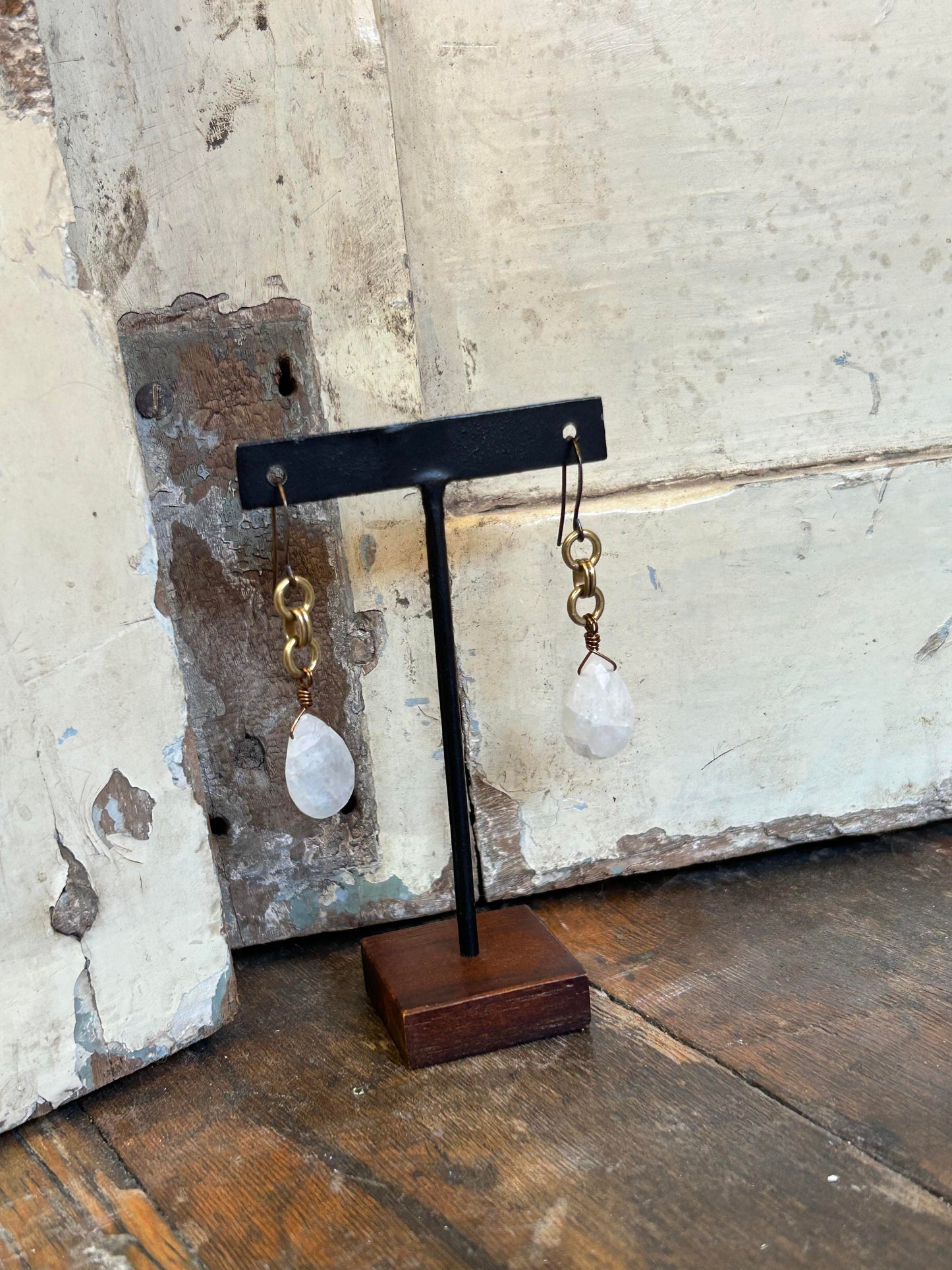 Pear Faceted Moonstone Earrings - La De Da
