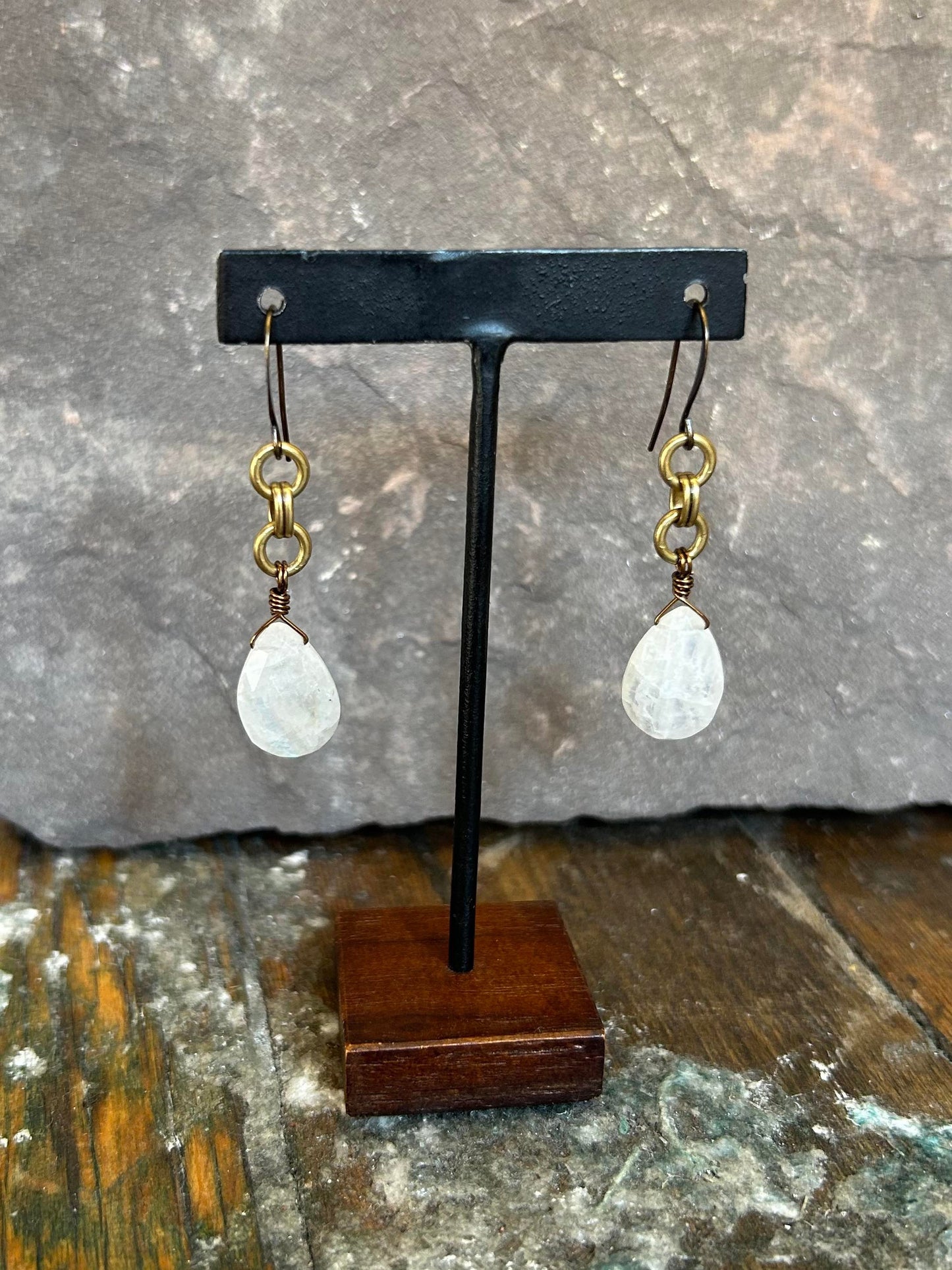 Pear Faceted Moonstone Earrings - La De Da