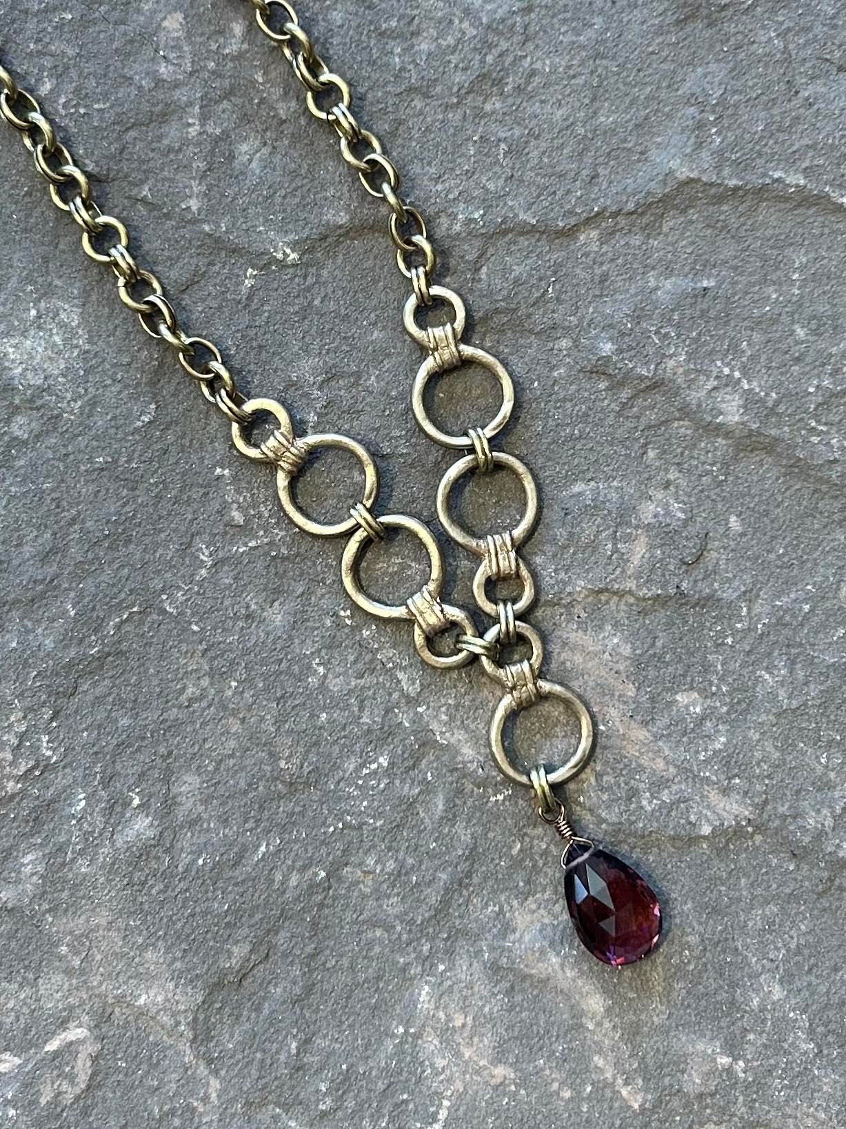Josephine, Rhodolite Quartz - Double Circled Necklace - La De Da