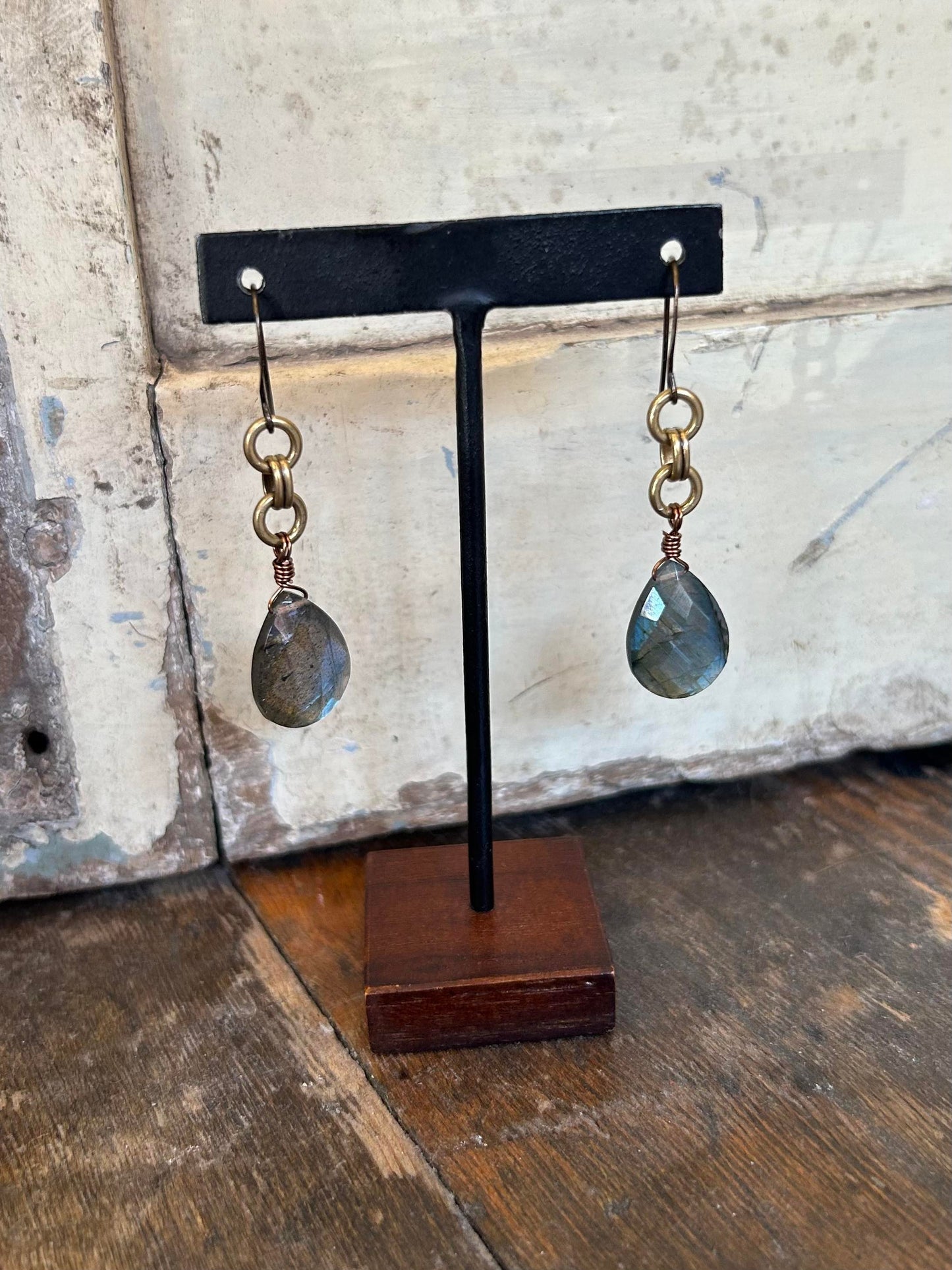 Pear Faceted Labradorite Earrings - La De Da