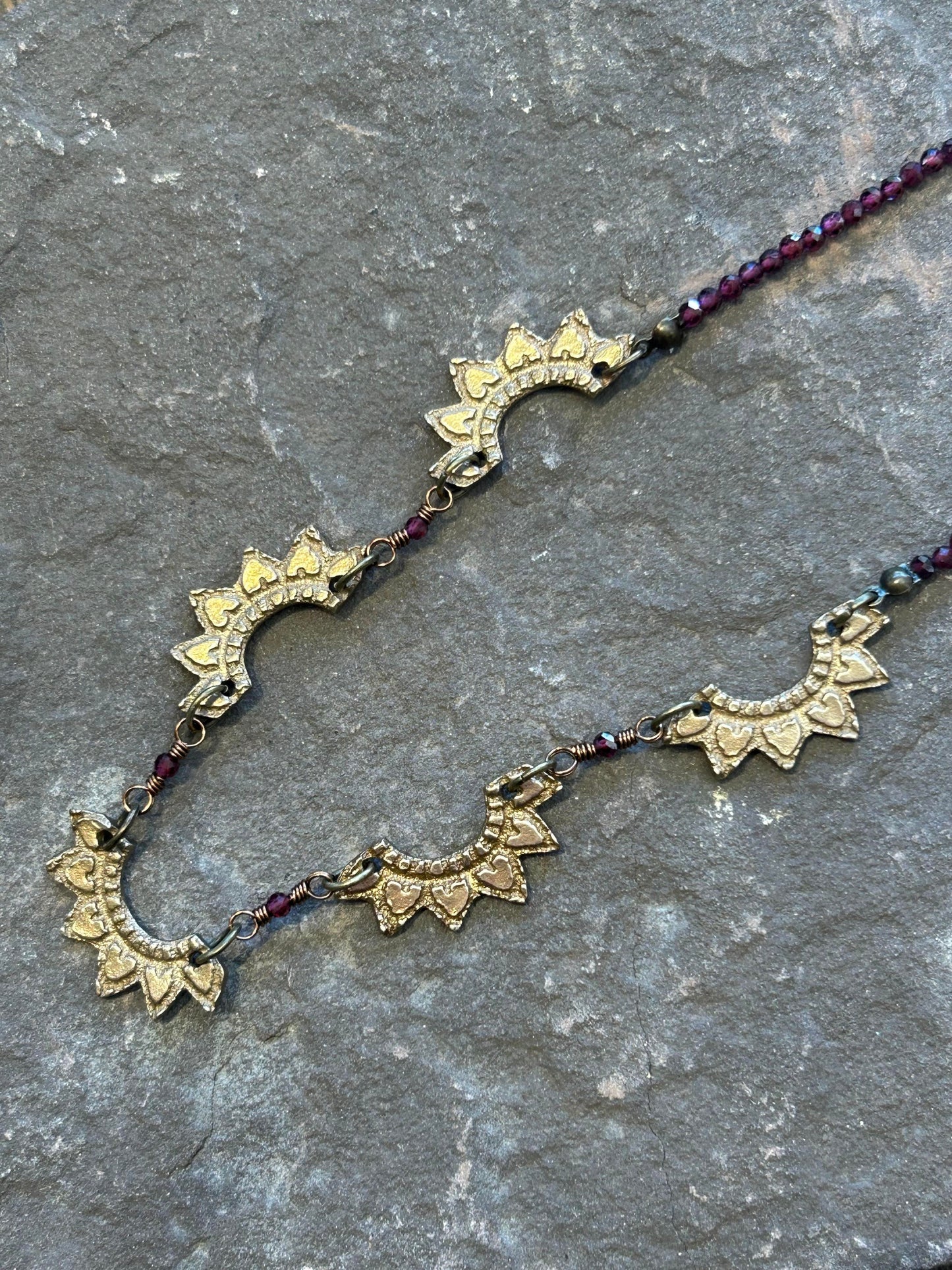 Josephine, Multi Fan Cast Rhodolite Necklace - La De Da